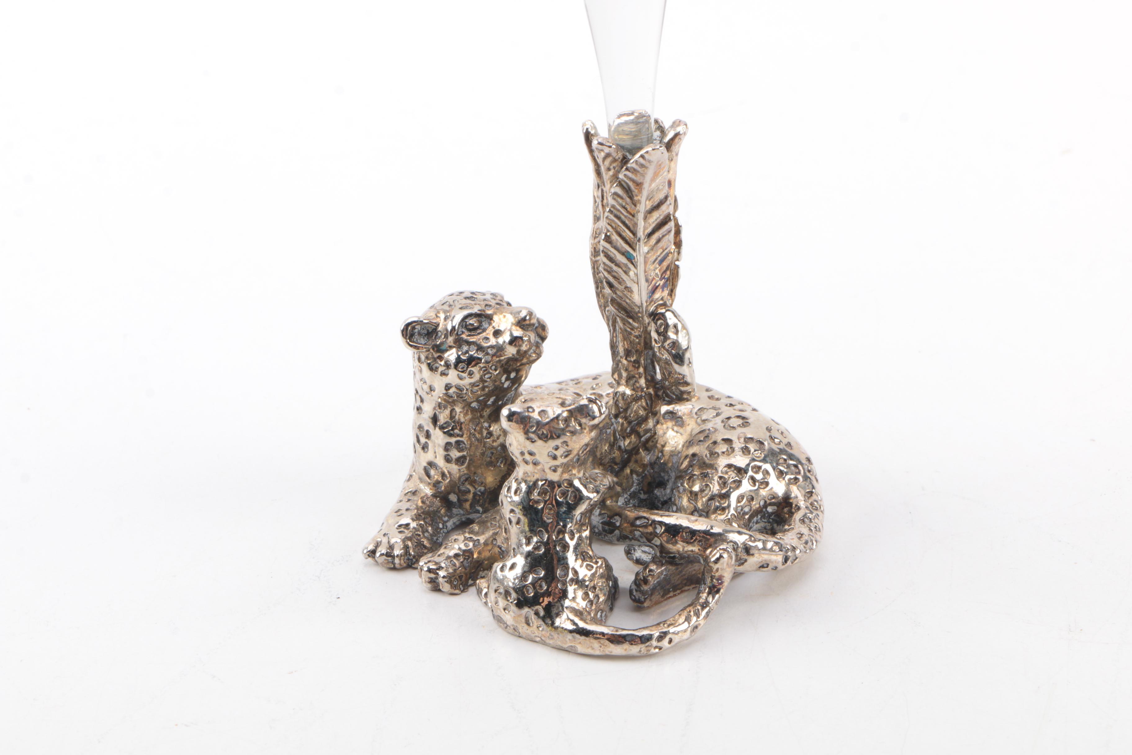 Crystal and Silver Plate Animal Wine Glasses