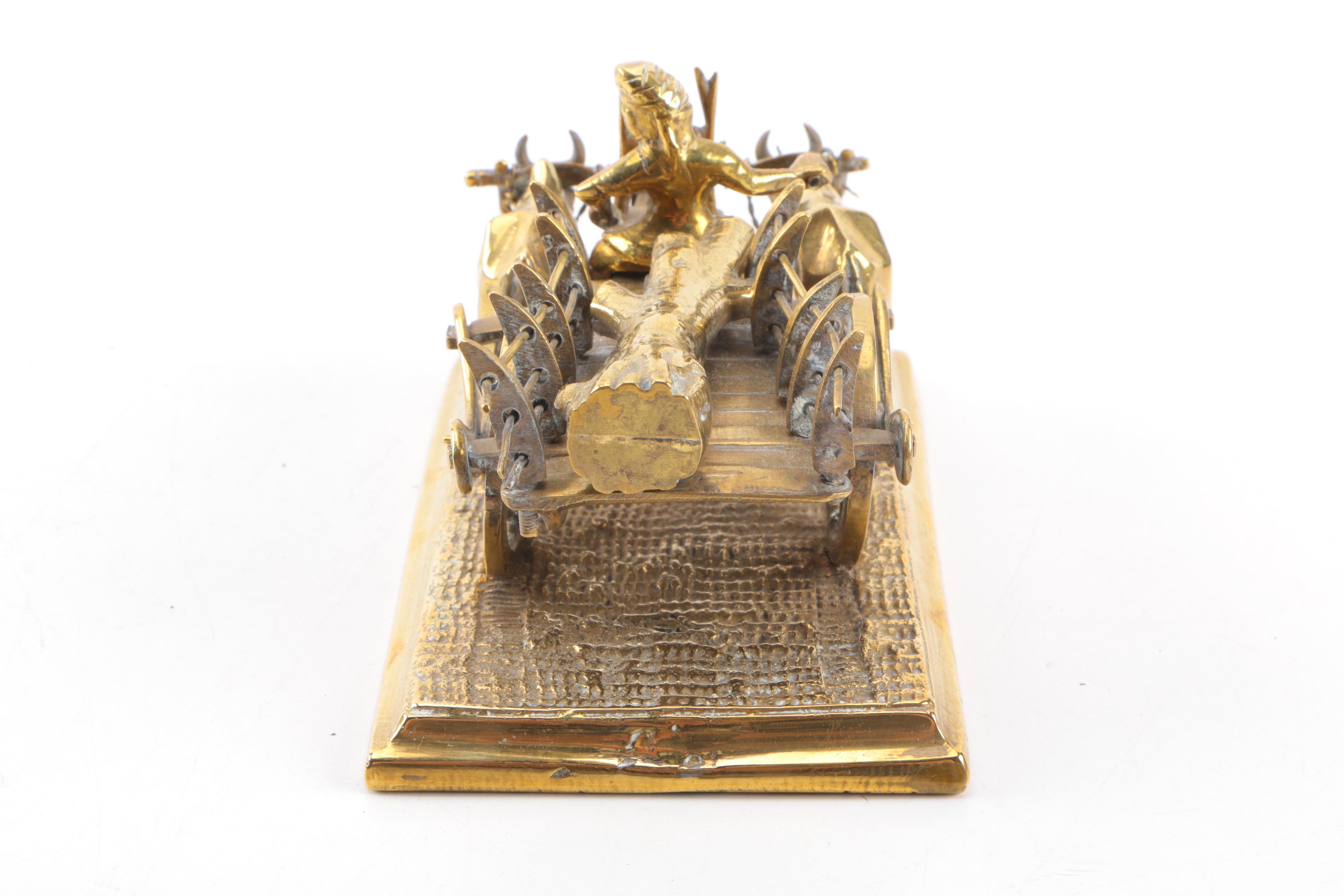 Brass Ox and Cart Figurine