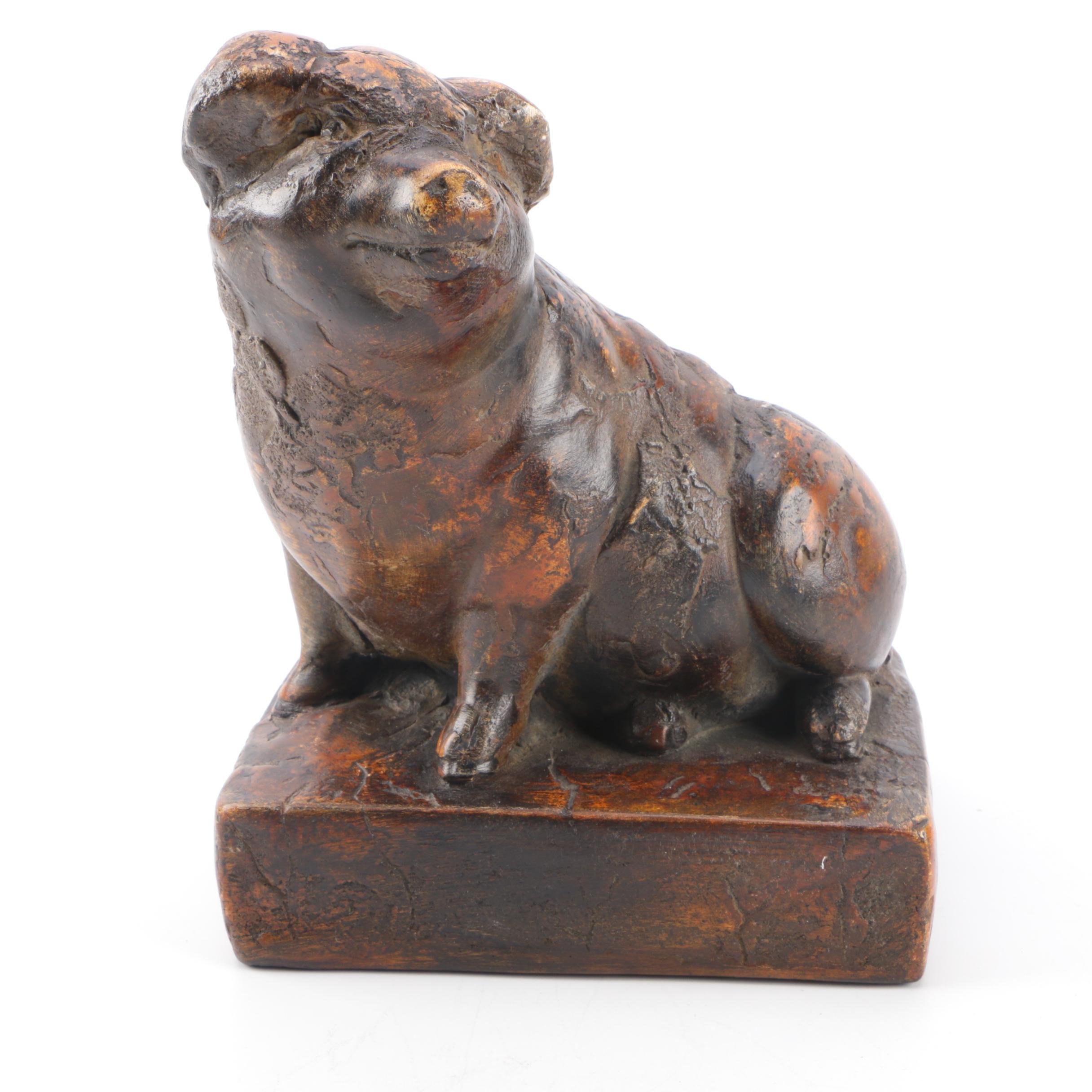 Ceramic Pig Sculpture