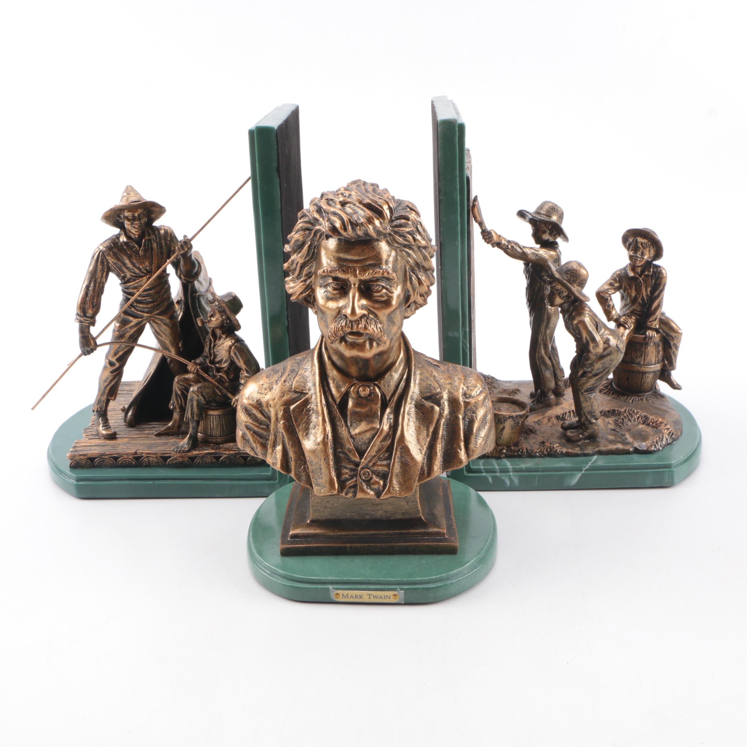 2013 Mark Twain Bust and Literary Bookends from The Bradford Exchange