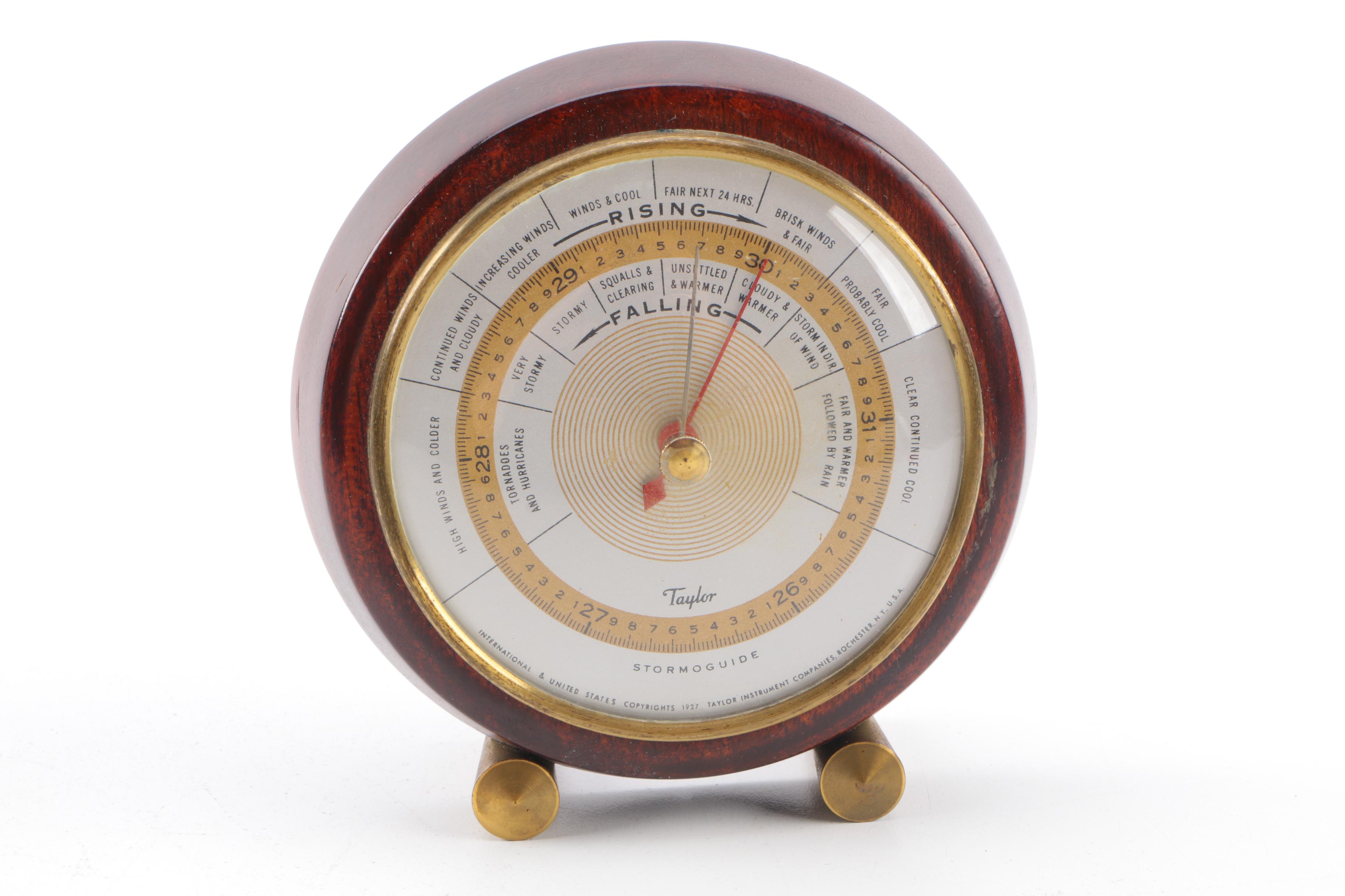 Taylor Stormoguide Barometer and Nautical Brass Clock