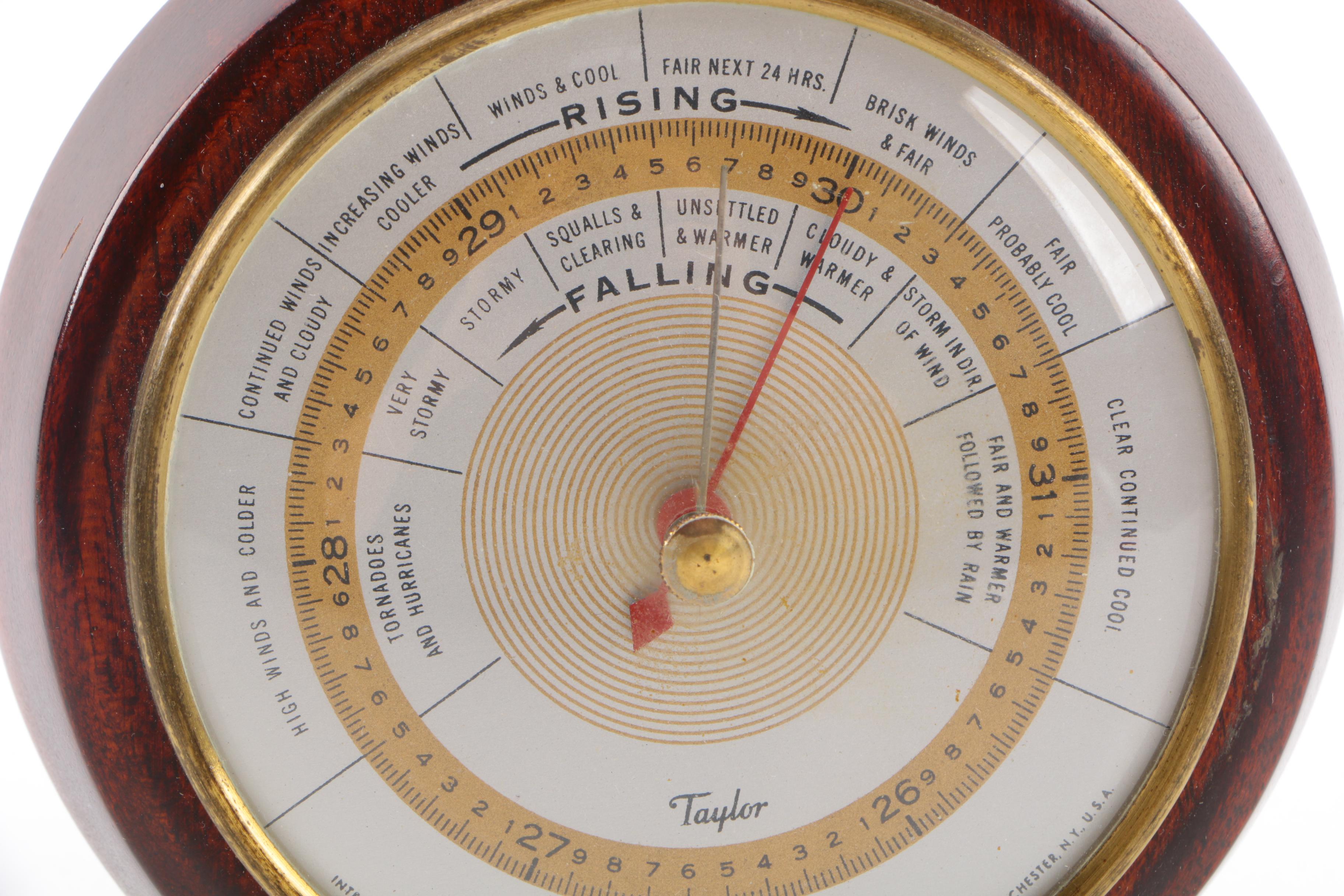 Taylor Stormoguide Barometer and Nautical Brass Clock