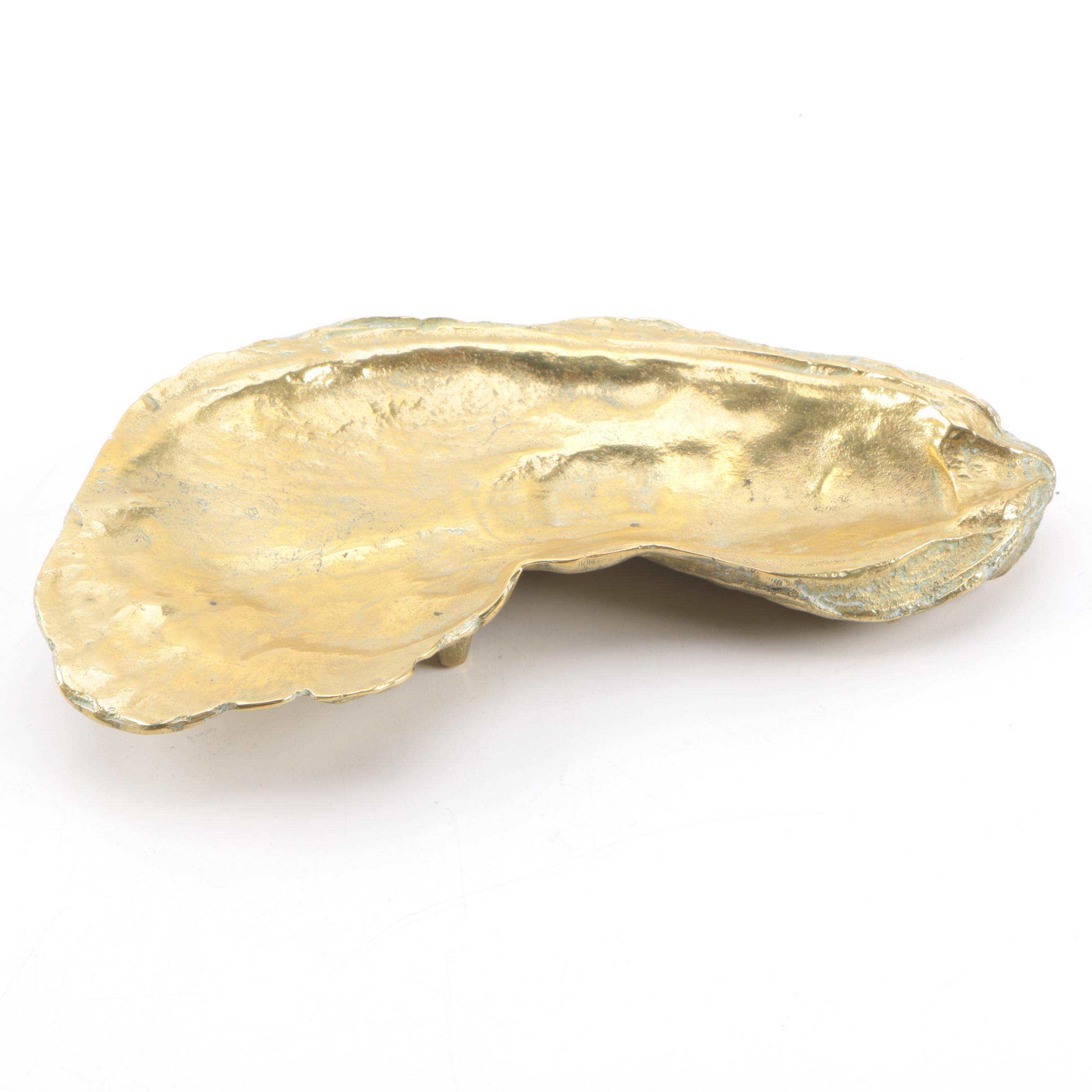 Brass Oyster Shell Shaped Dish