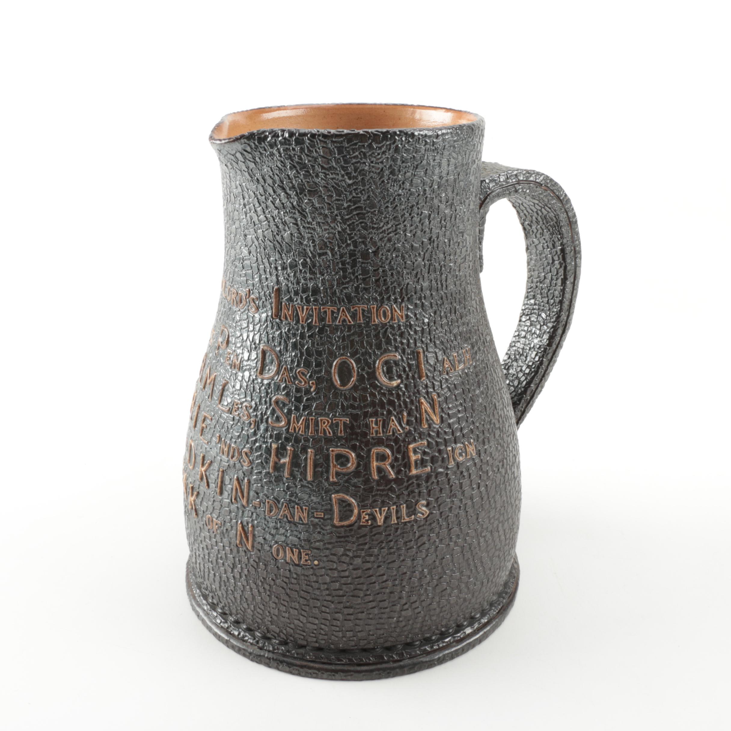 Antique Doulton Burlsem Pottery "Landlord's Invitation" Pitcher