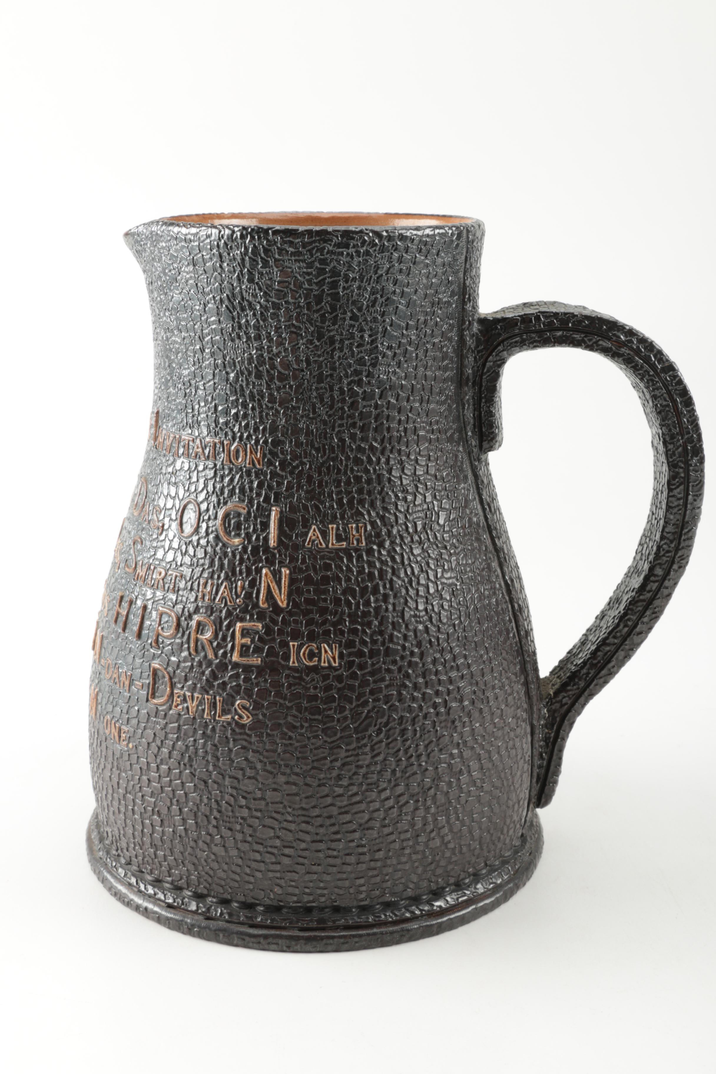 Antique Doulton Burlsem Pottery "Landlord's Invitation" Pitcher