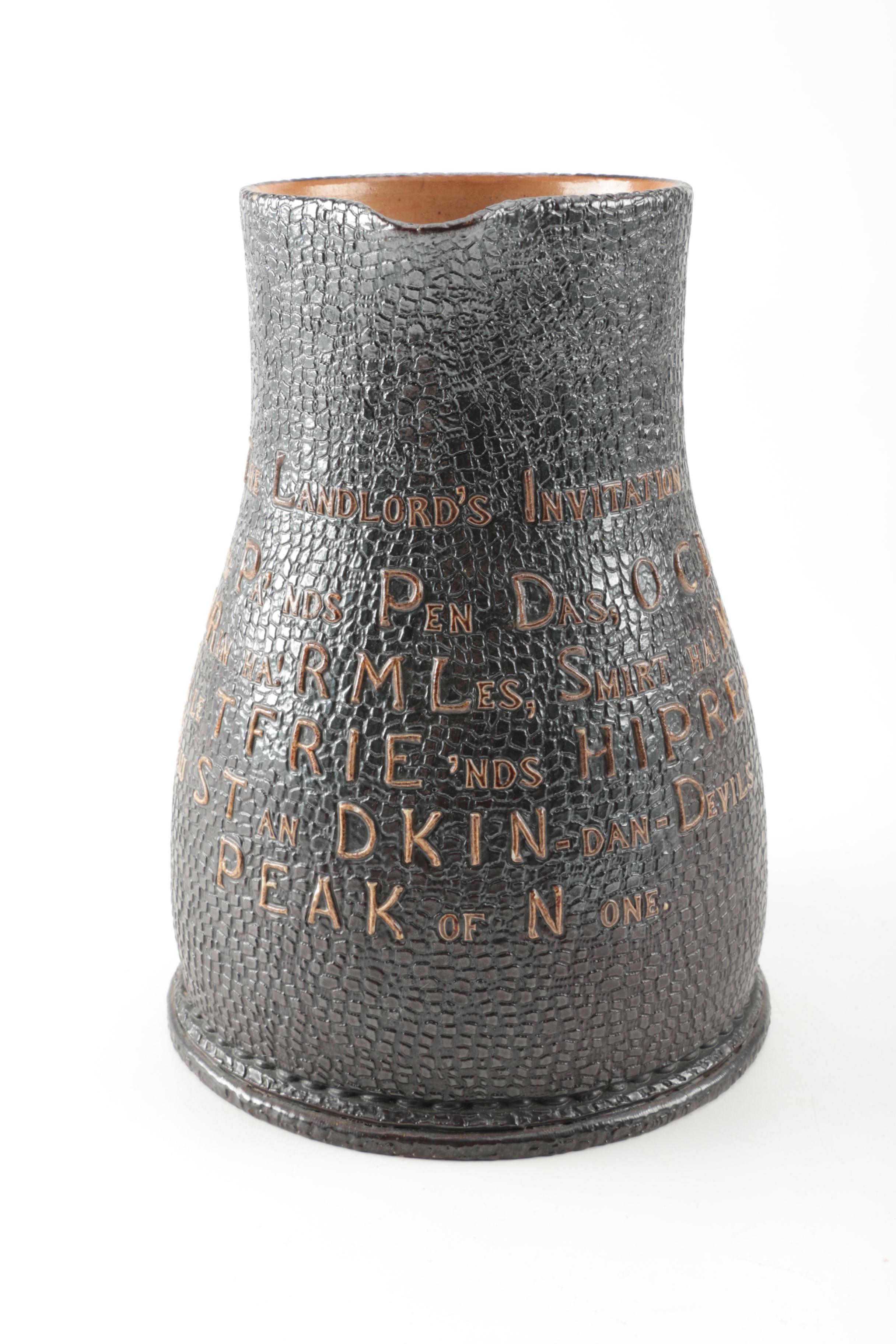 Antique Doulton Burlsem Pottery "Landlord's Invitation" Pitcher