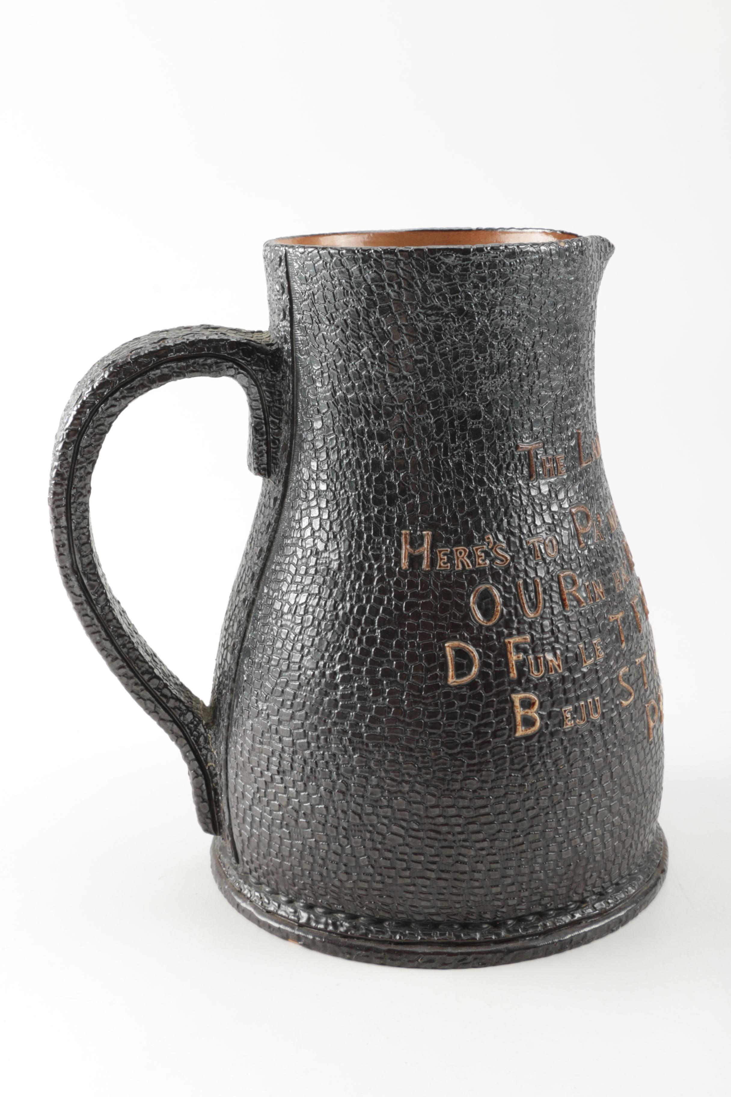 Antique Doulton Burlsem Pottery "Landlord's Invitation" Pitcher