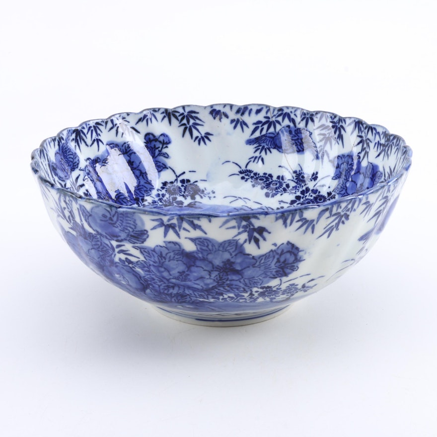 Vintage Blue and White Porcelain Bowl
