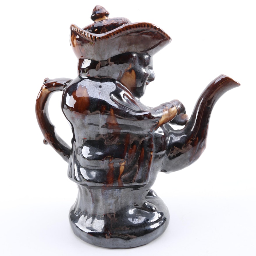 Rockingham Treacle Glazed Toby "Snuff Taker" Teapot, 19th Century