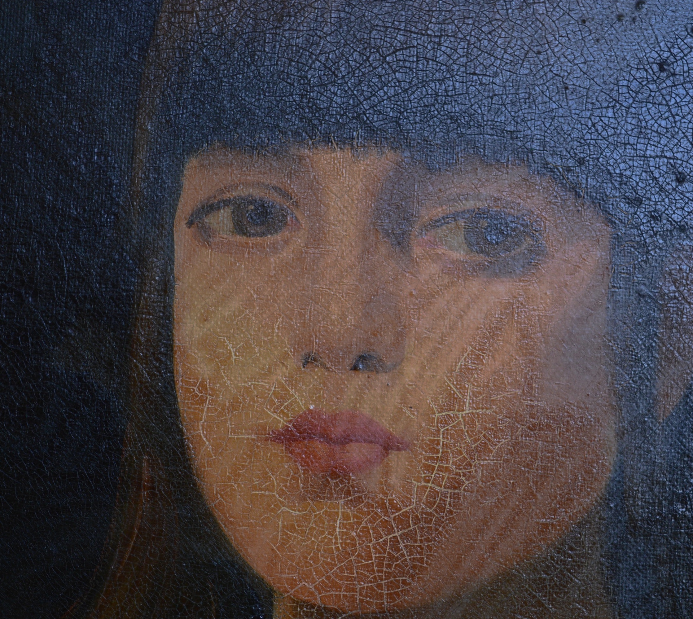 Walker Signed Antique Portrait Oil on Canvas