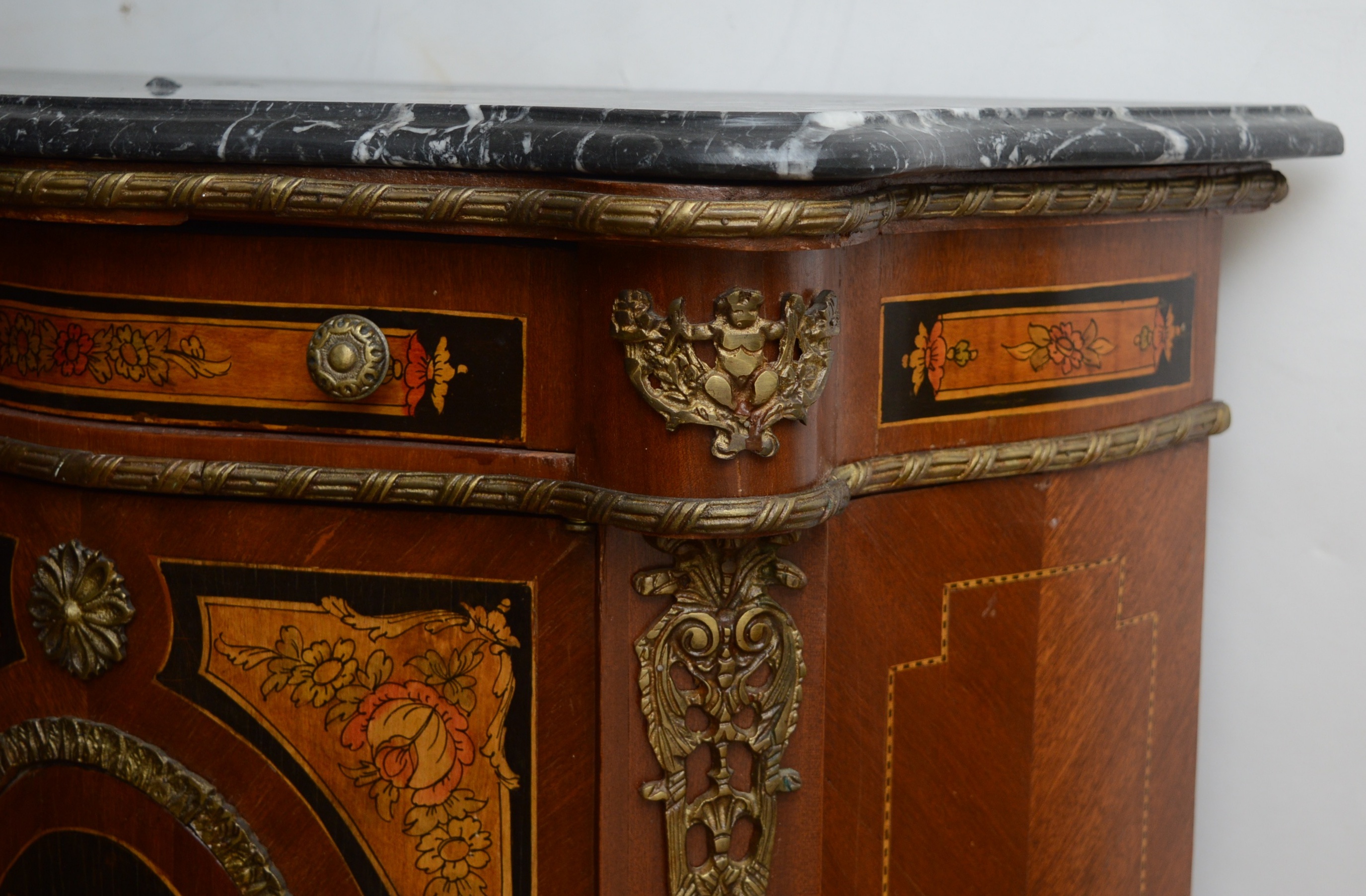 Antique Neoclassical Marble Top Cabinet