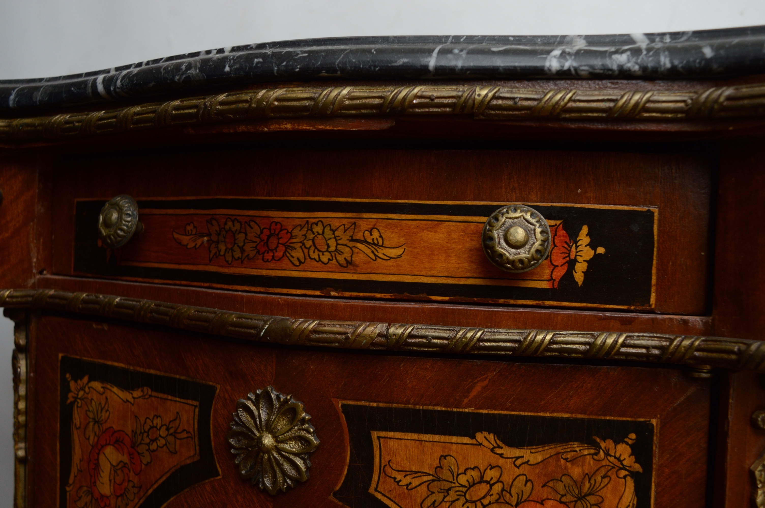 Antique Neoclassical Marble Top Cabinet