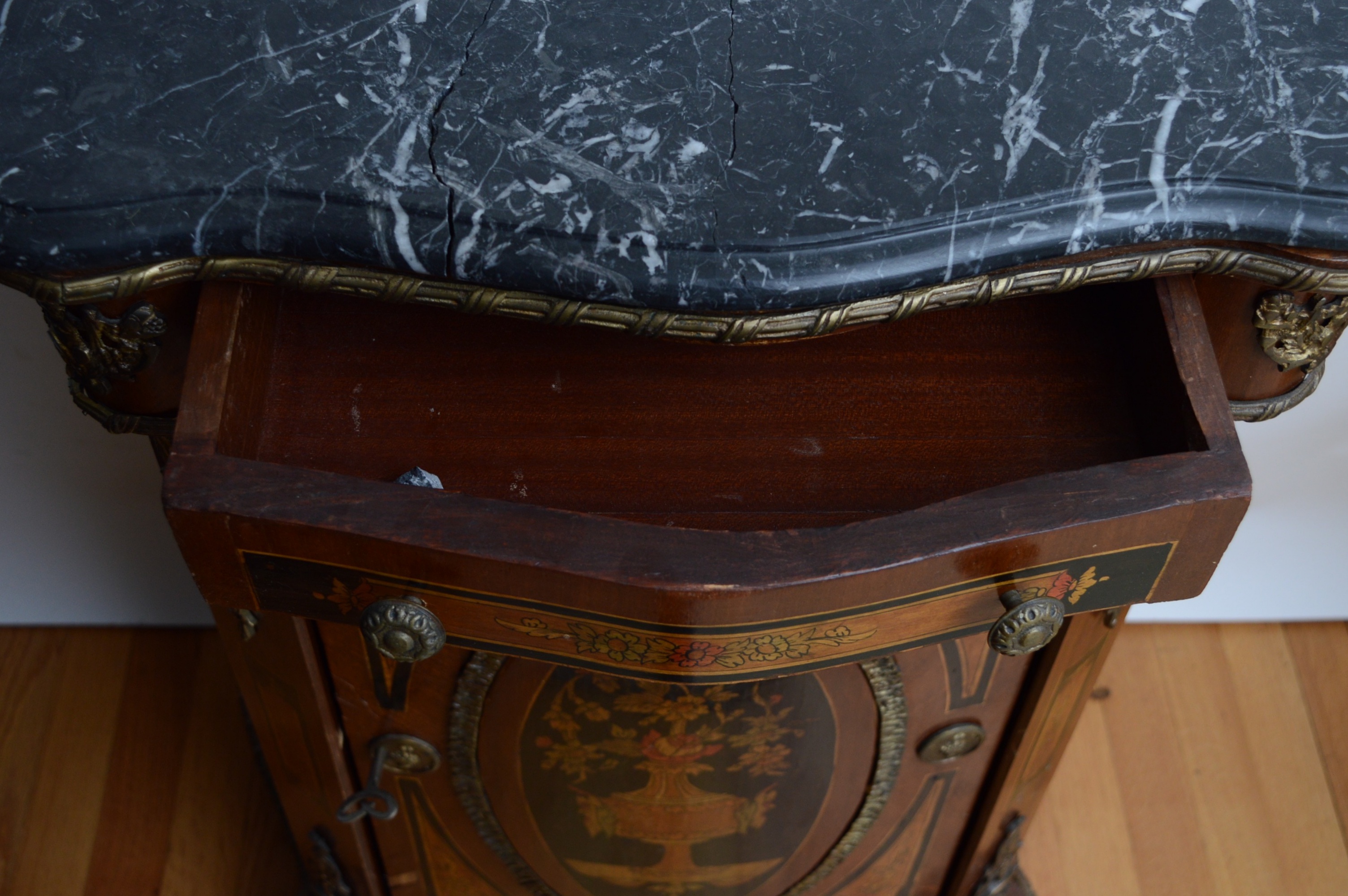 Antique Neoclassical Marble Top Cabinet