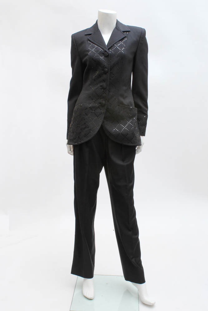"Pam McMahon Couture" Women's Tuxedo Slacks and Black Sequined Jacket