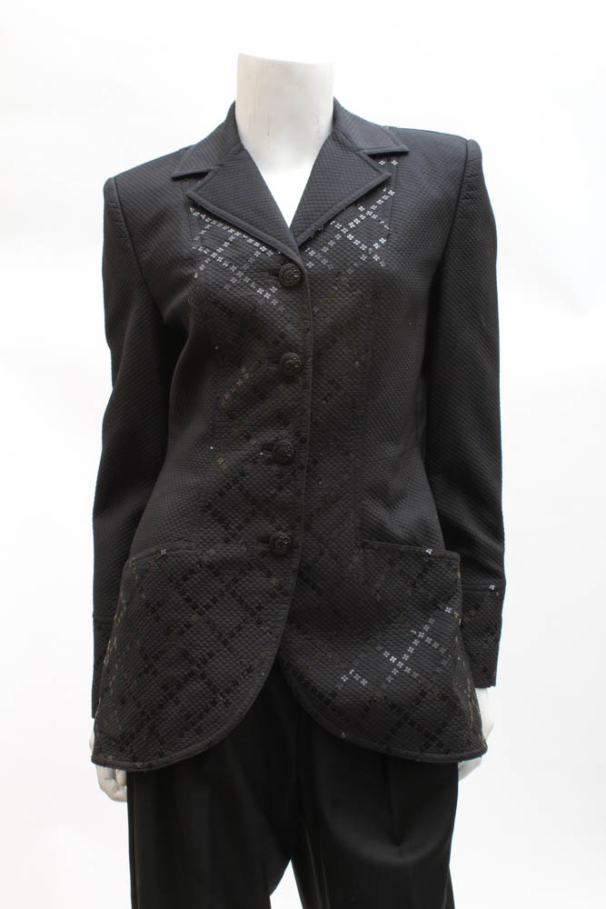 "Pam McMahon Couture" Women's Tuxedo Slacks and Black Sequined Jacket