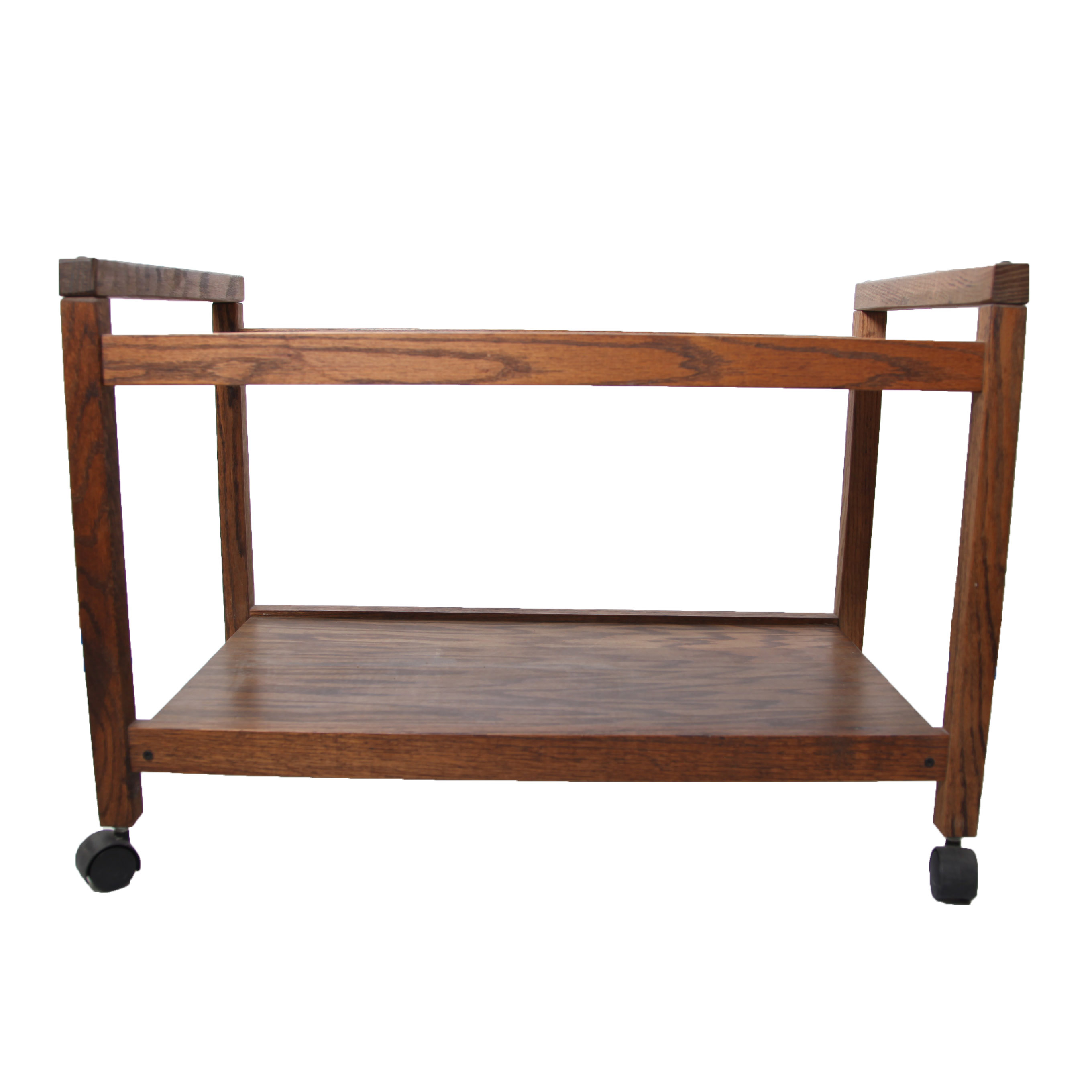 Vintage Oak Rolling Side Table