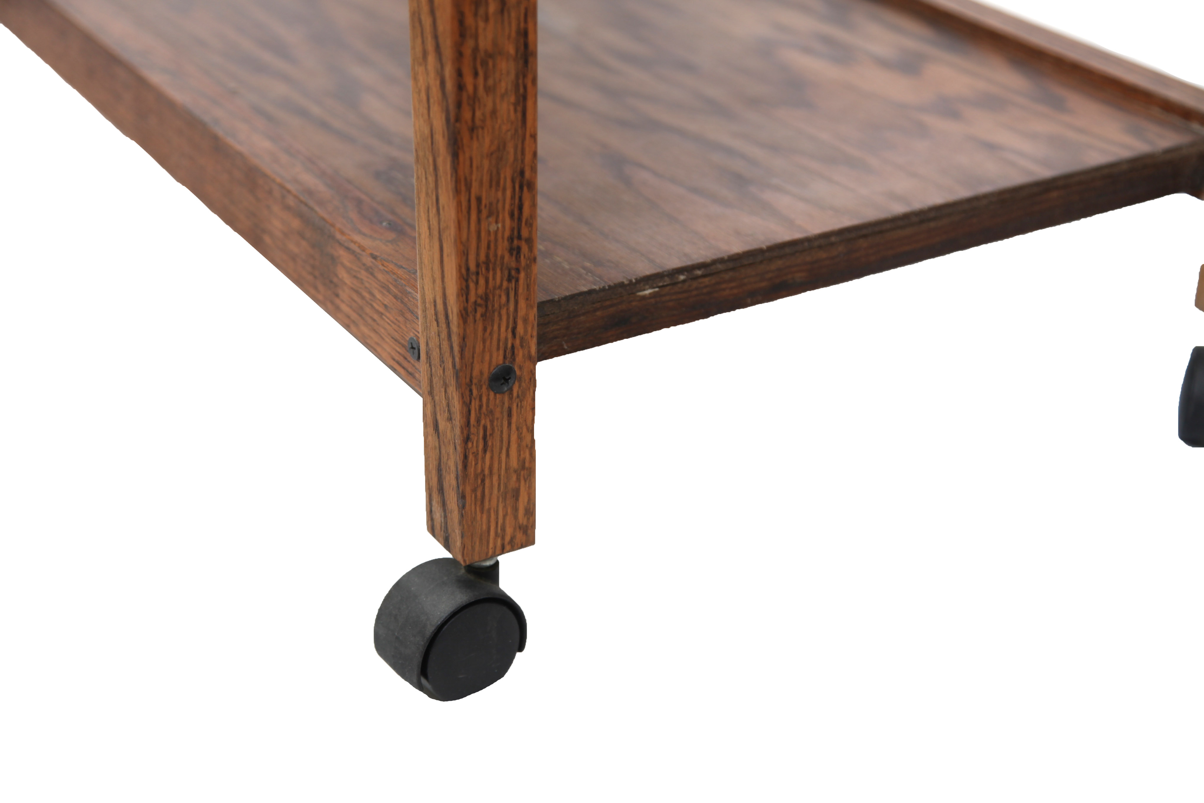 Vintage Oak Rolling Side Table