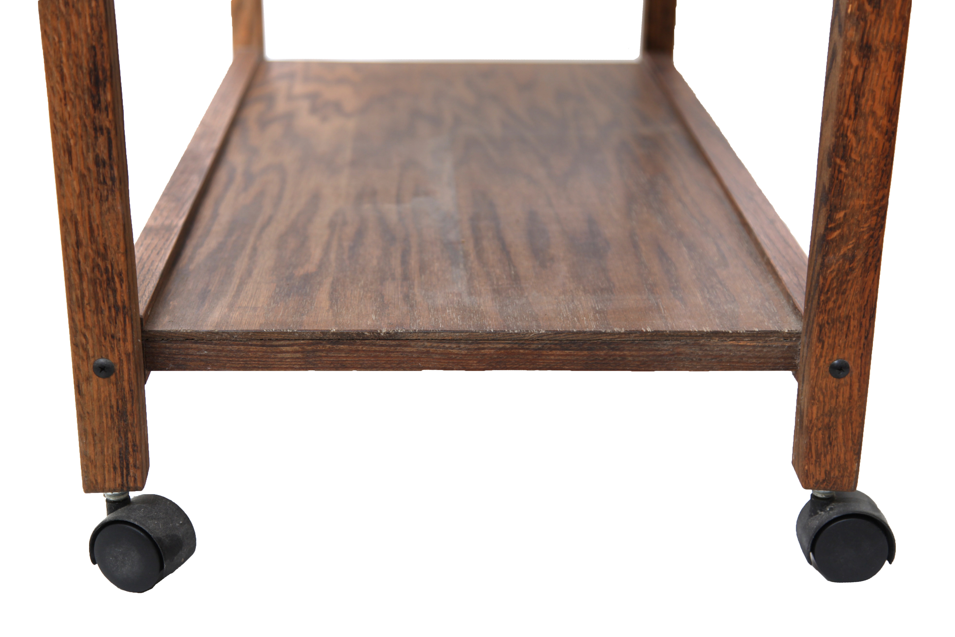 Vintage Oak Rolling Side Table