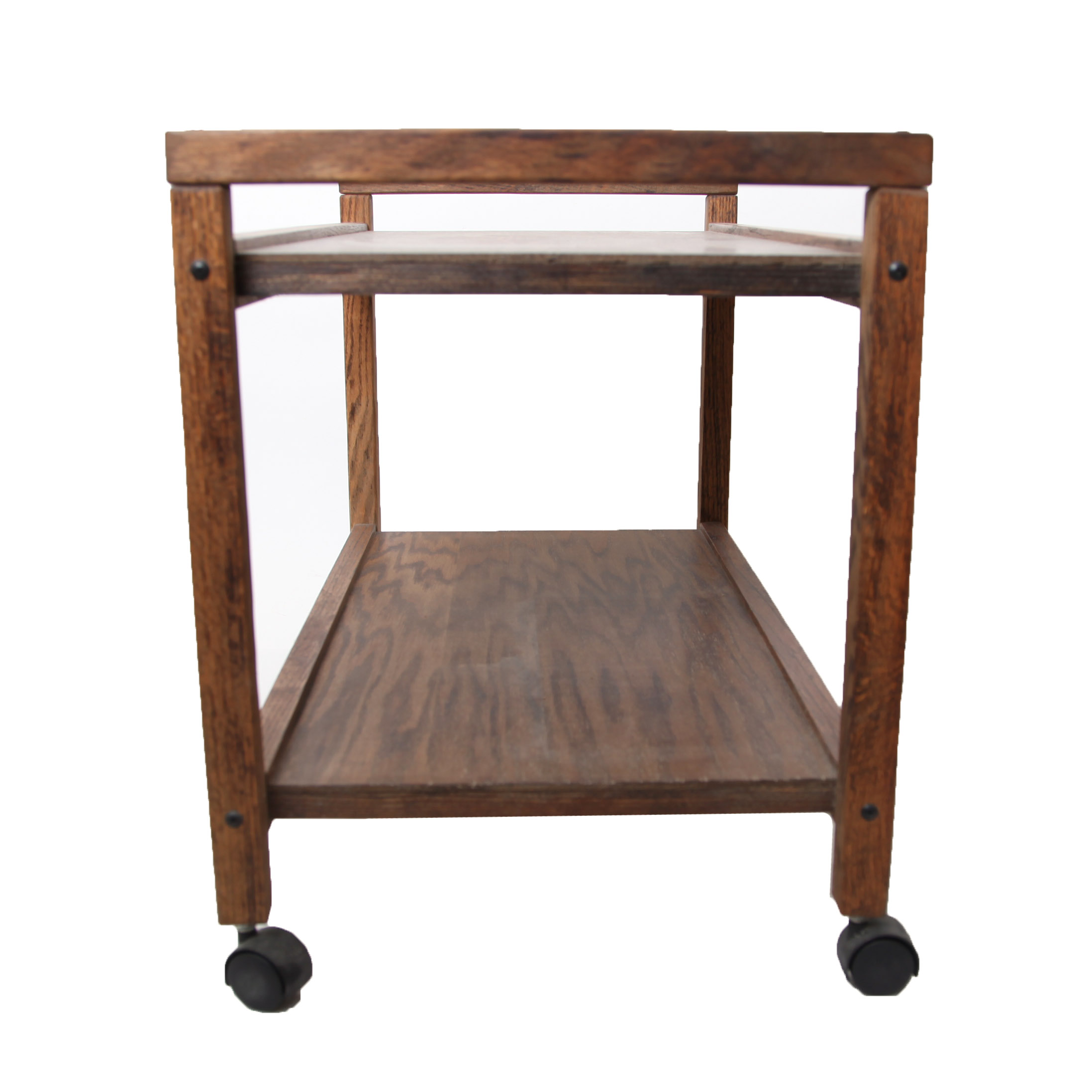 Vintage Oak Rolling Side Table