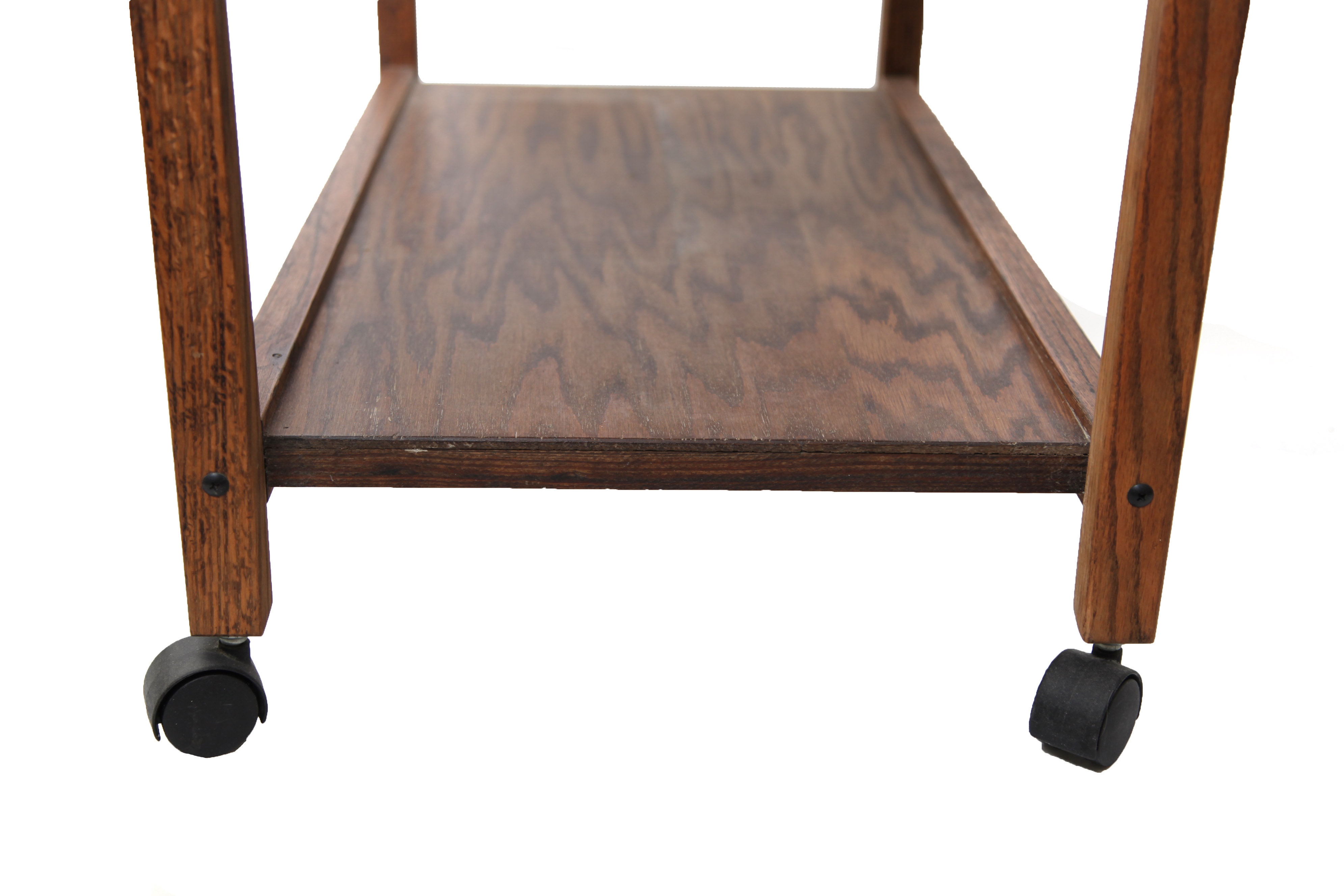 Vintage Oak Rolling Side Table