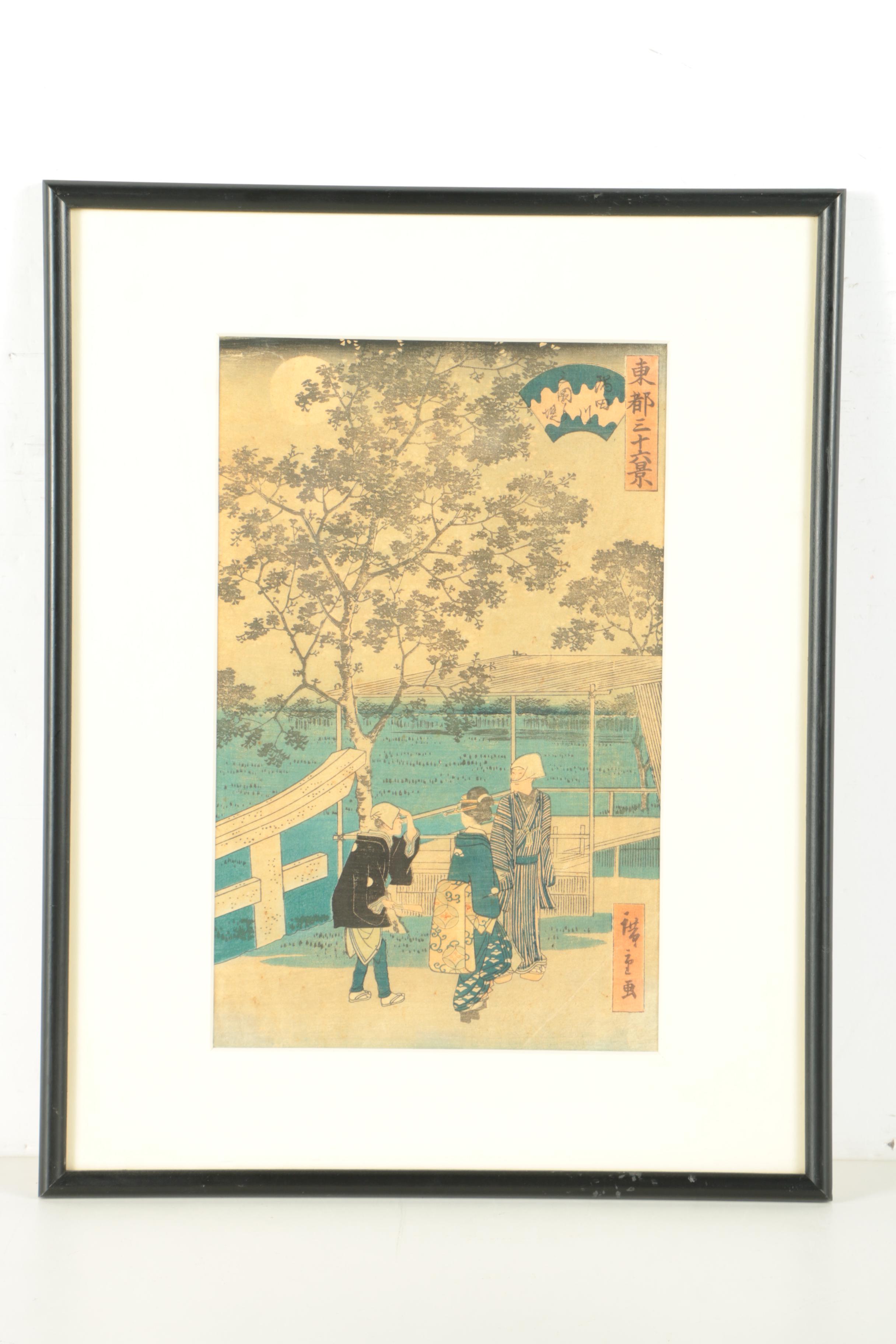 Ukiyo-e Woodblock Prints on Paper After Utagawa Hiroshige and Hiroshige II