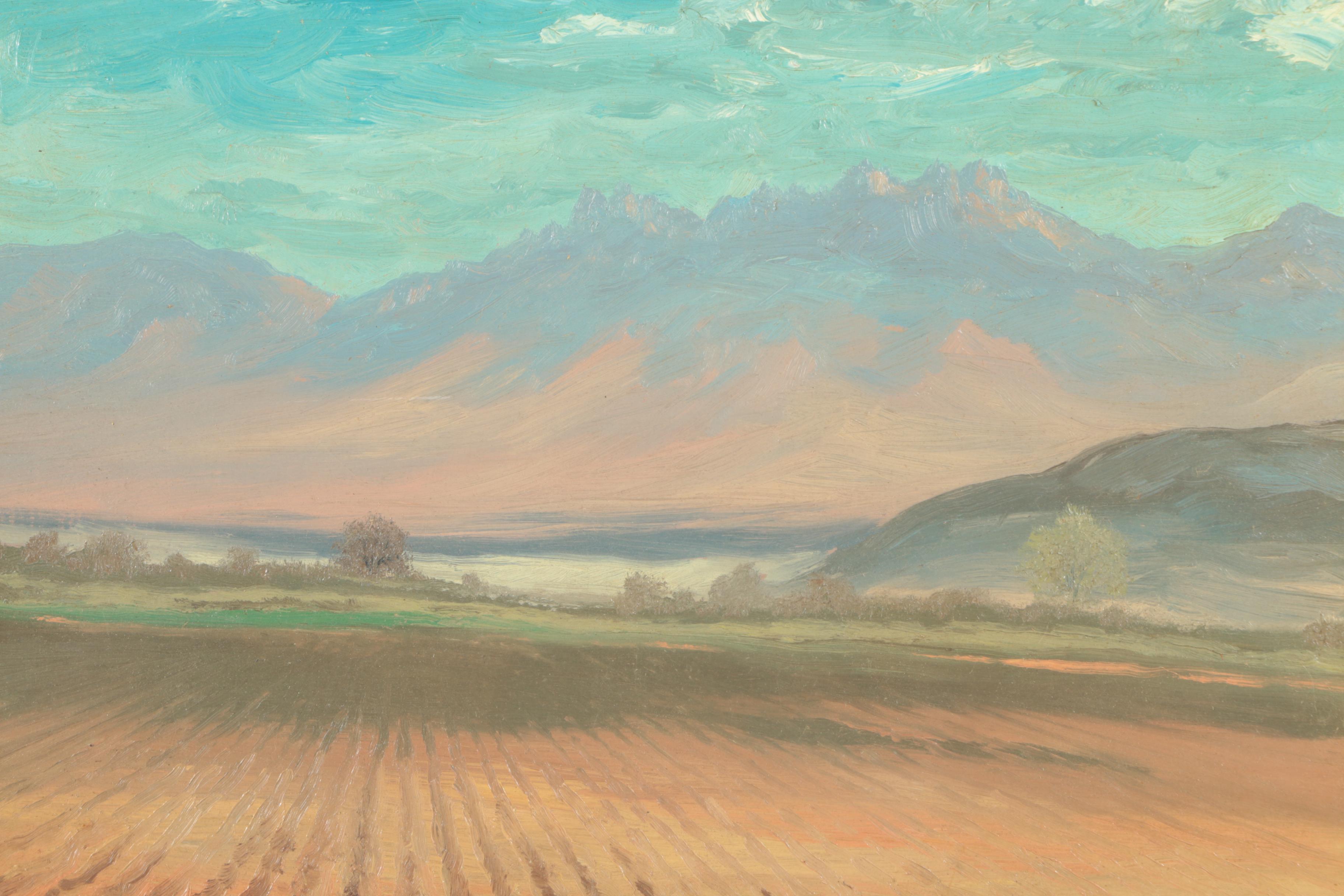 Carl Cogar Original 1965 Oil Painting on Masonite of a Field