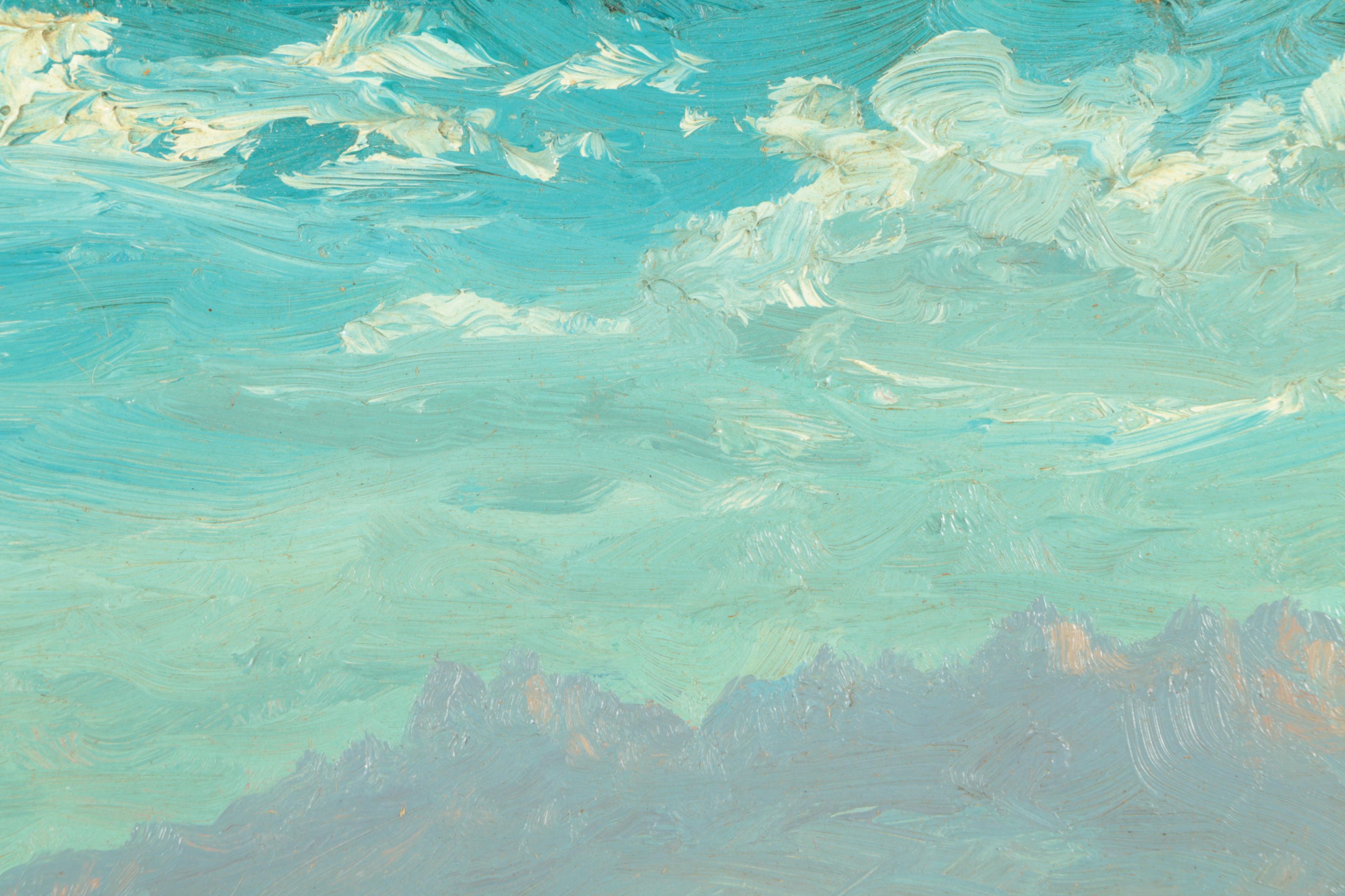 Carl Cogar Original 1965 Oil Painting on Masonite of a Field