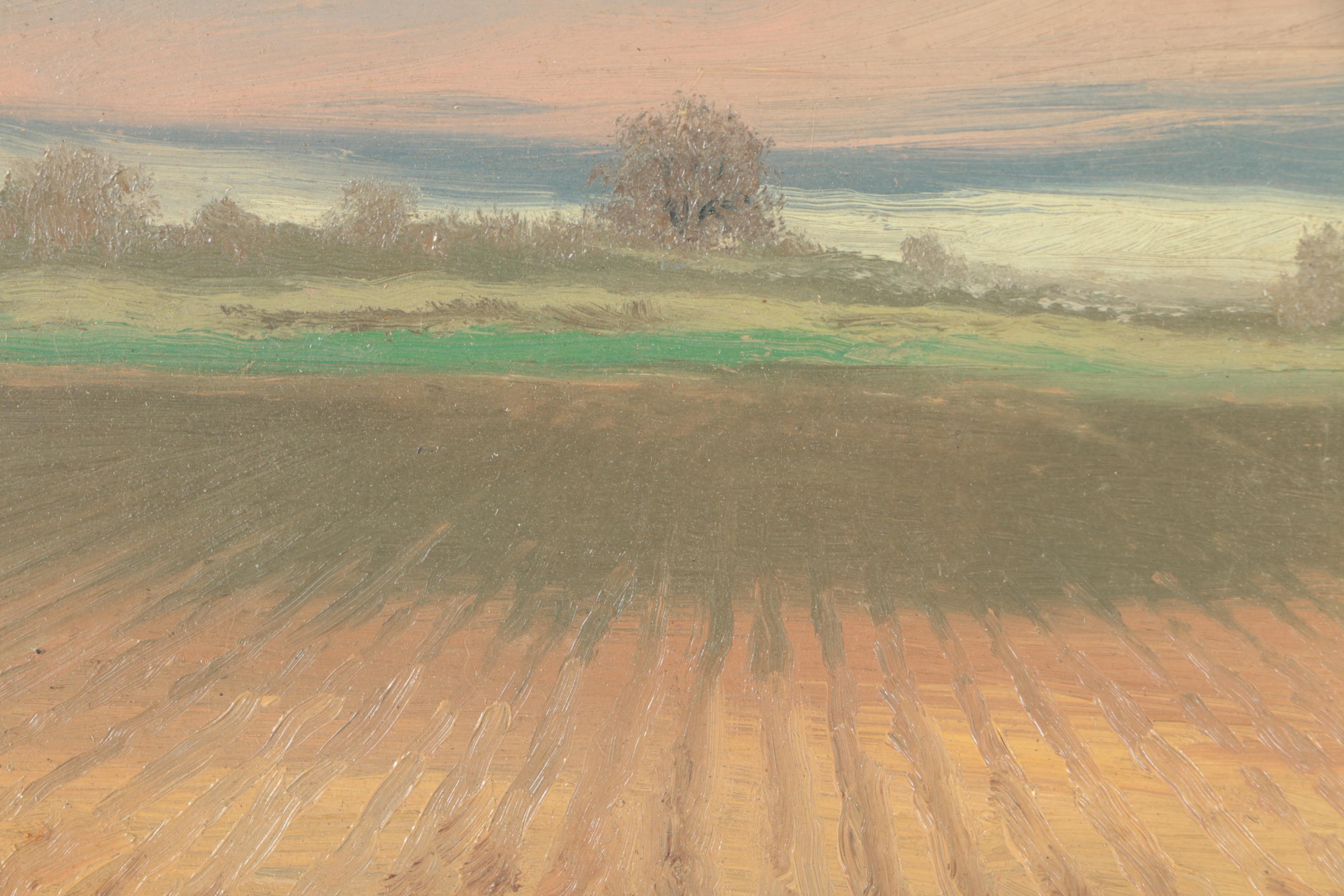 Carl Cogar Original 1965 Oil Painting on Masonite of a Field