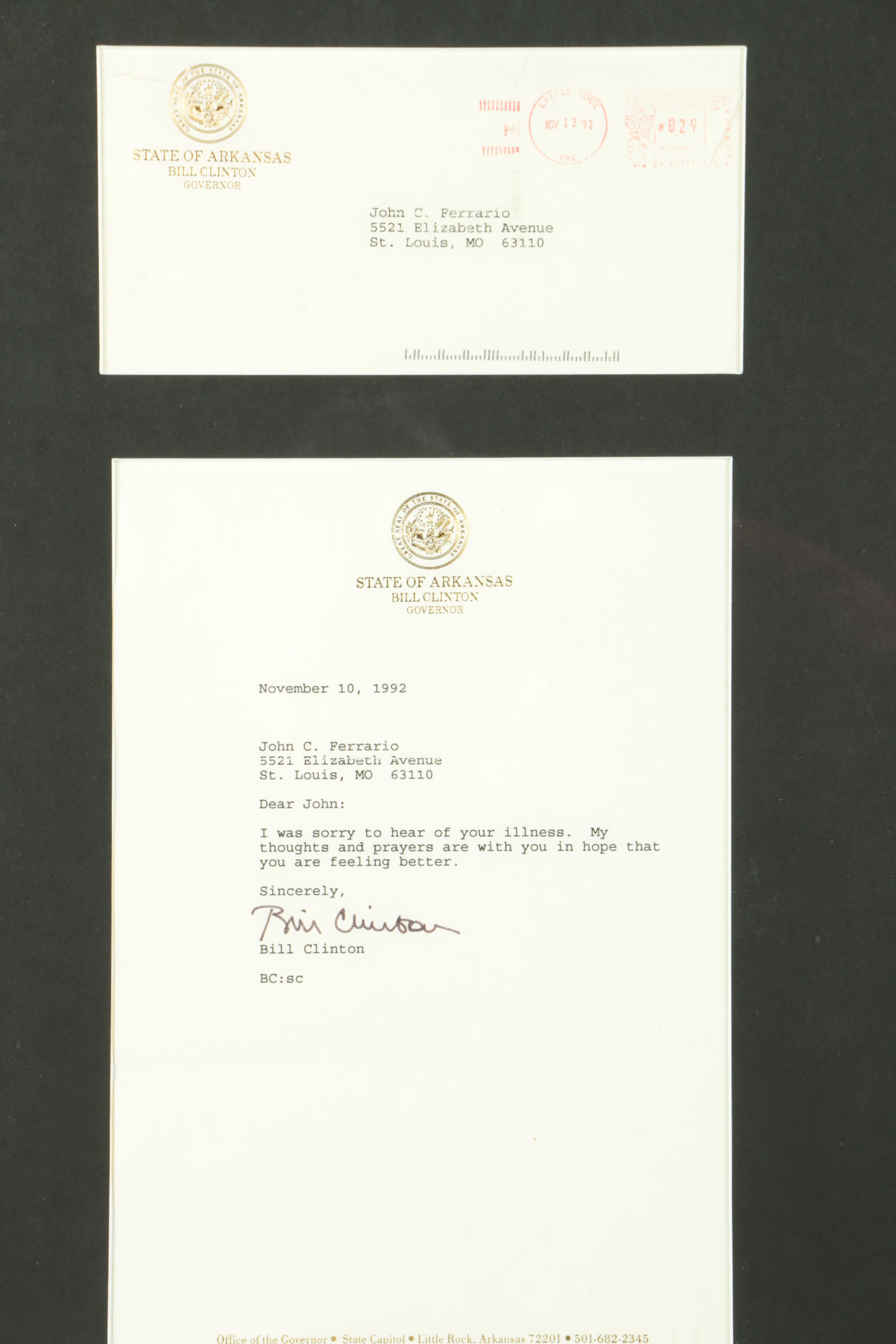 Autopen Signed Letter from Bill Clinton