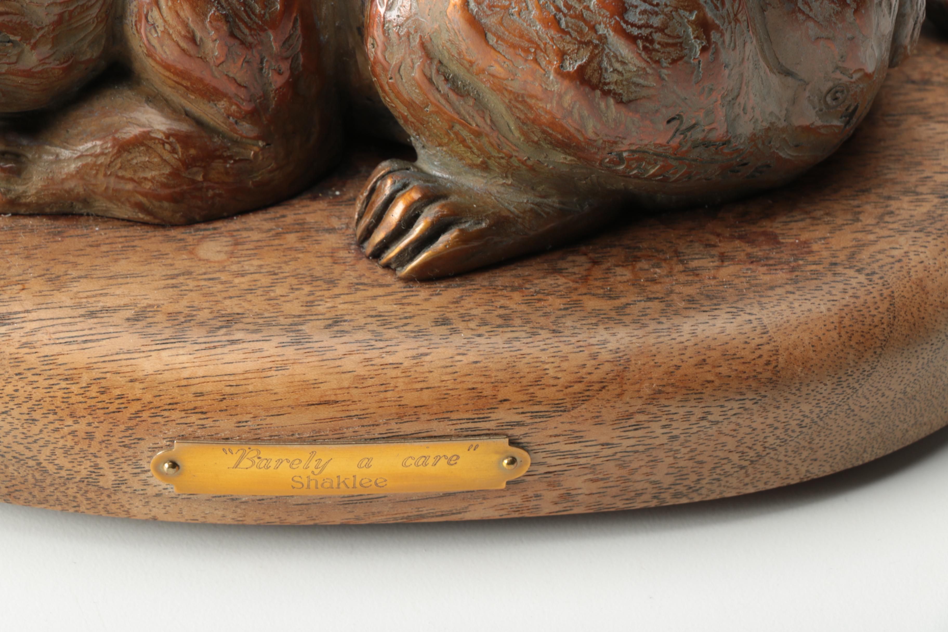 Wood Spinning Bear Figurine