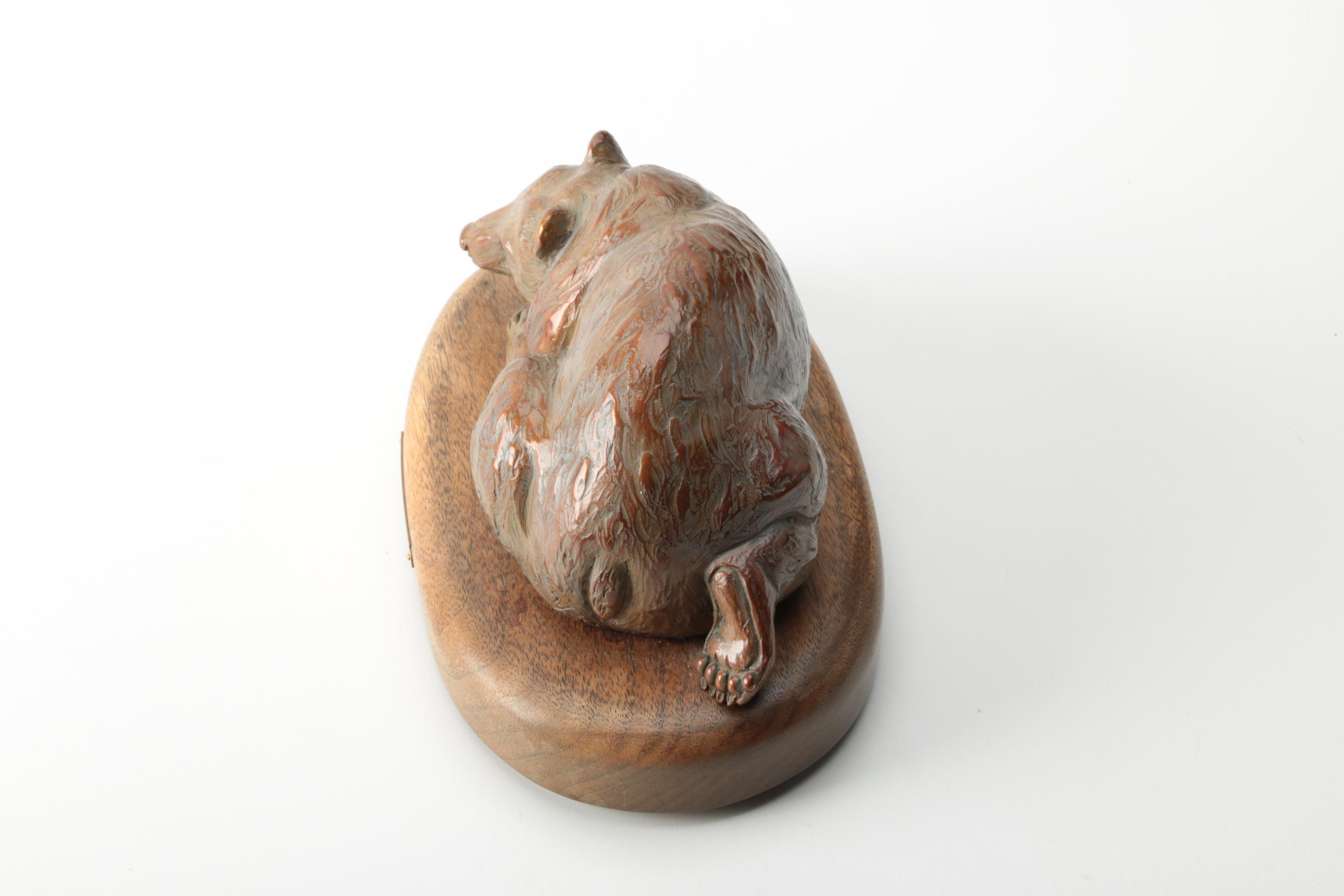 Wood Spinning Bear Figurine