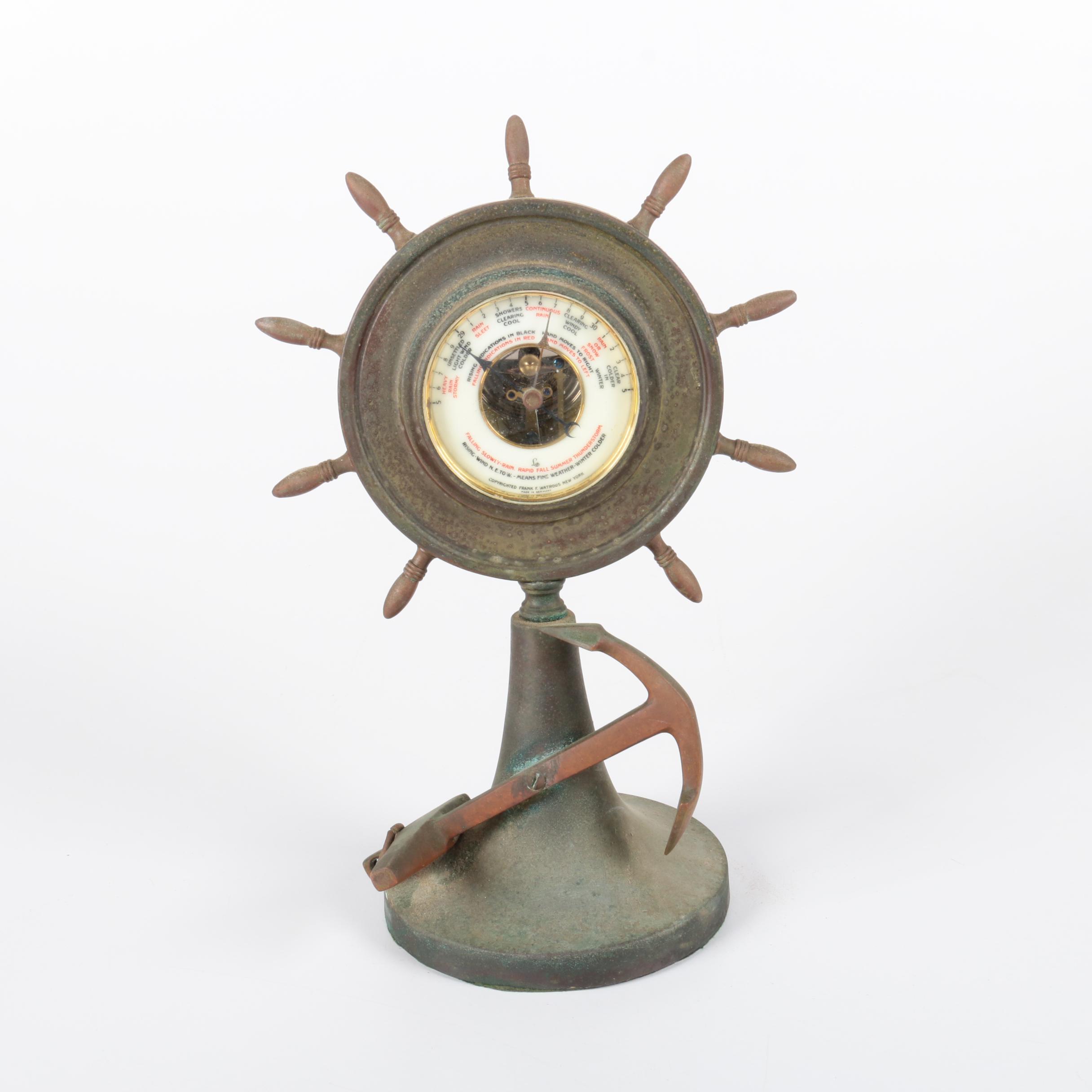 Frank Watrous Lufft German Movement Barometer and Vintage Plymouth 8-Day Clock