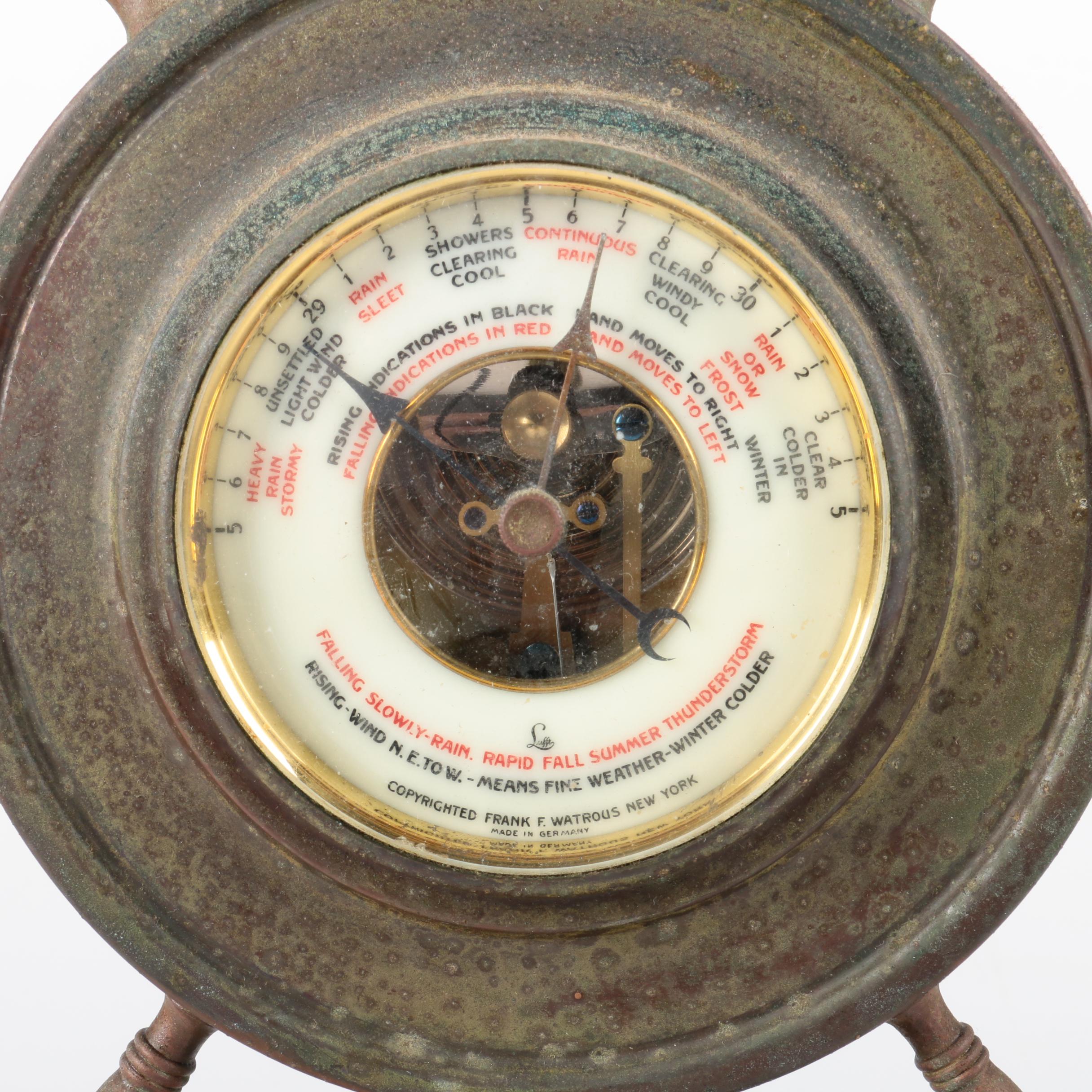 Frank Watrous Lufft German Movement Barometer and Vintage Plymouth 8-Day Clock