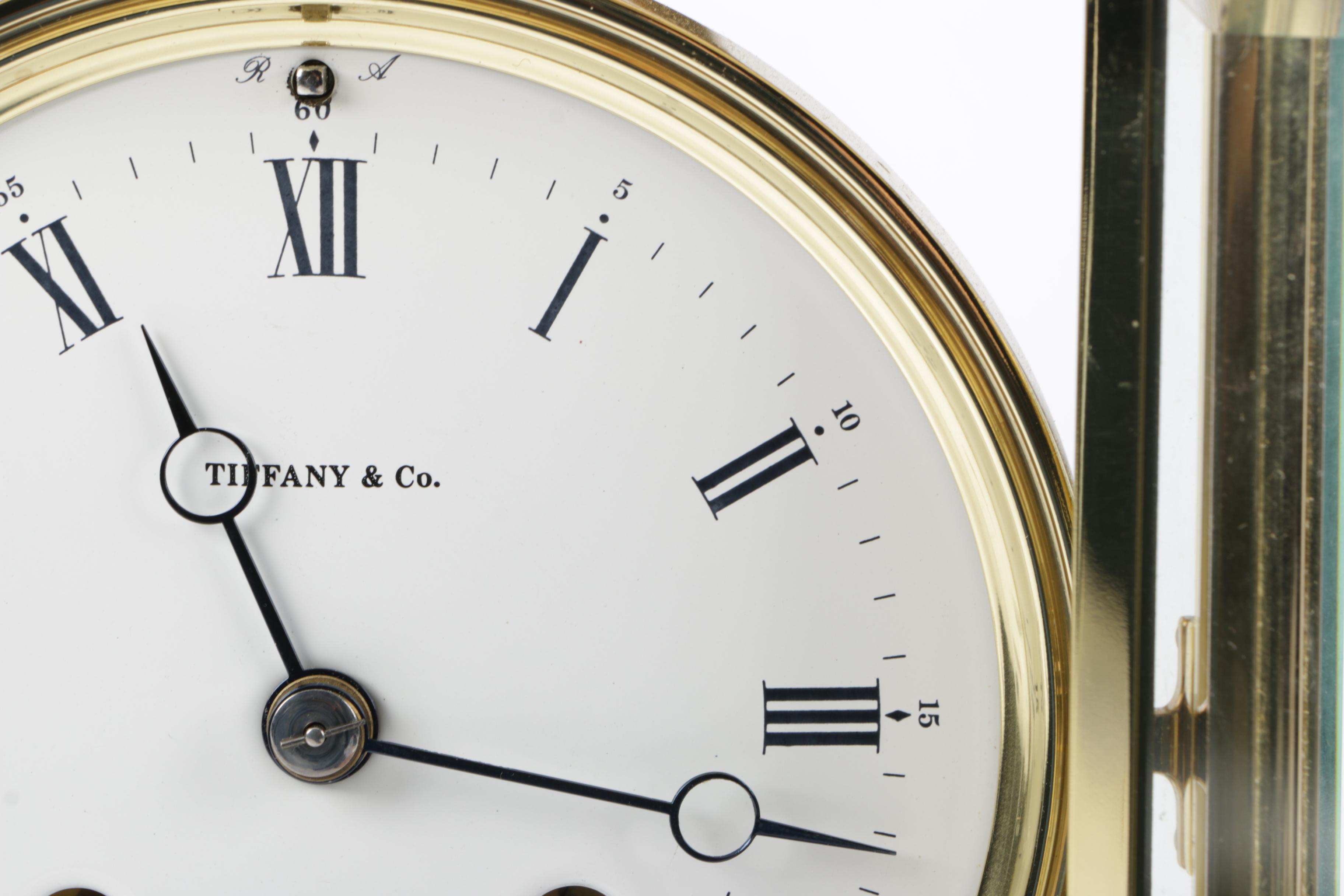 Tiffany & Co. Crystal and Brass Mantel Clock