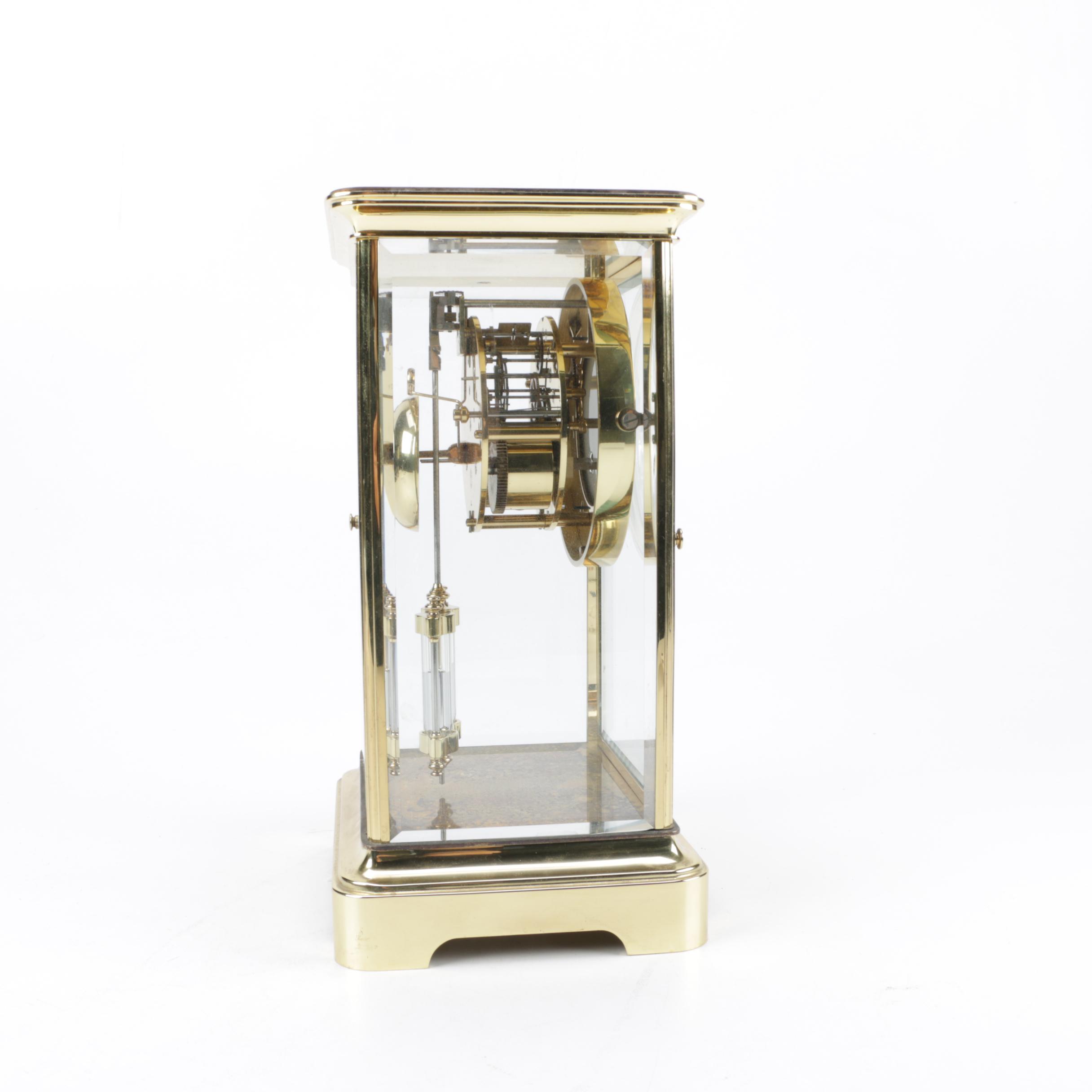 Tiffany & Co. Crystal and Brass Mantel Clock