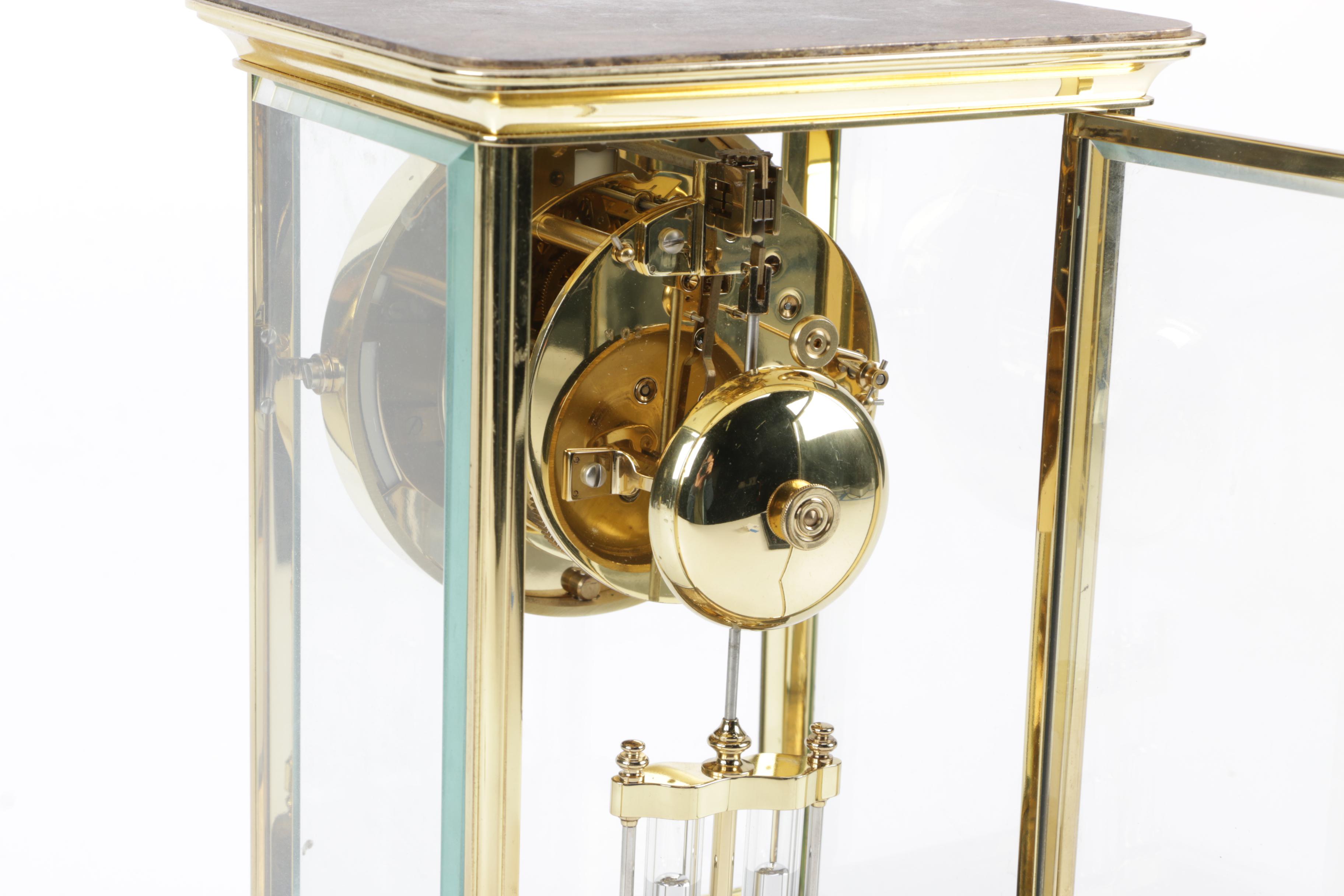 Tiffany & Co. Crystal and Brass Mantel Clock