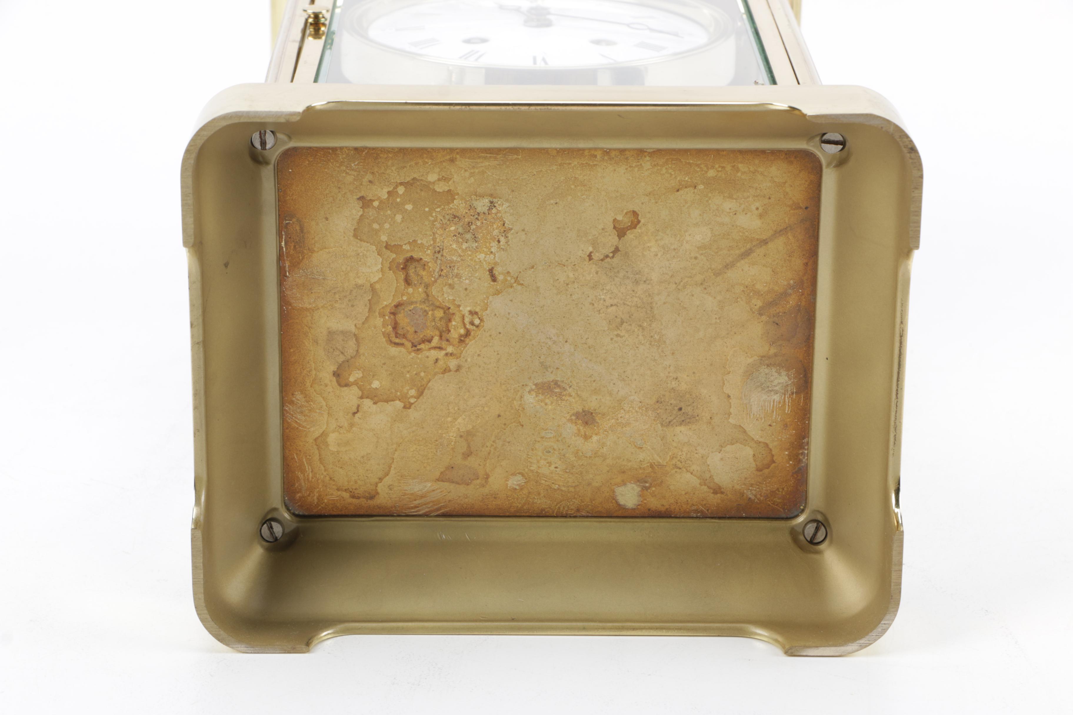 Tiffany & Co. Crystal and Brass Mantel Clock