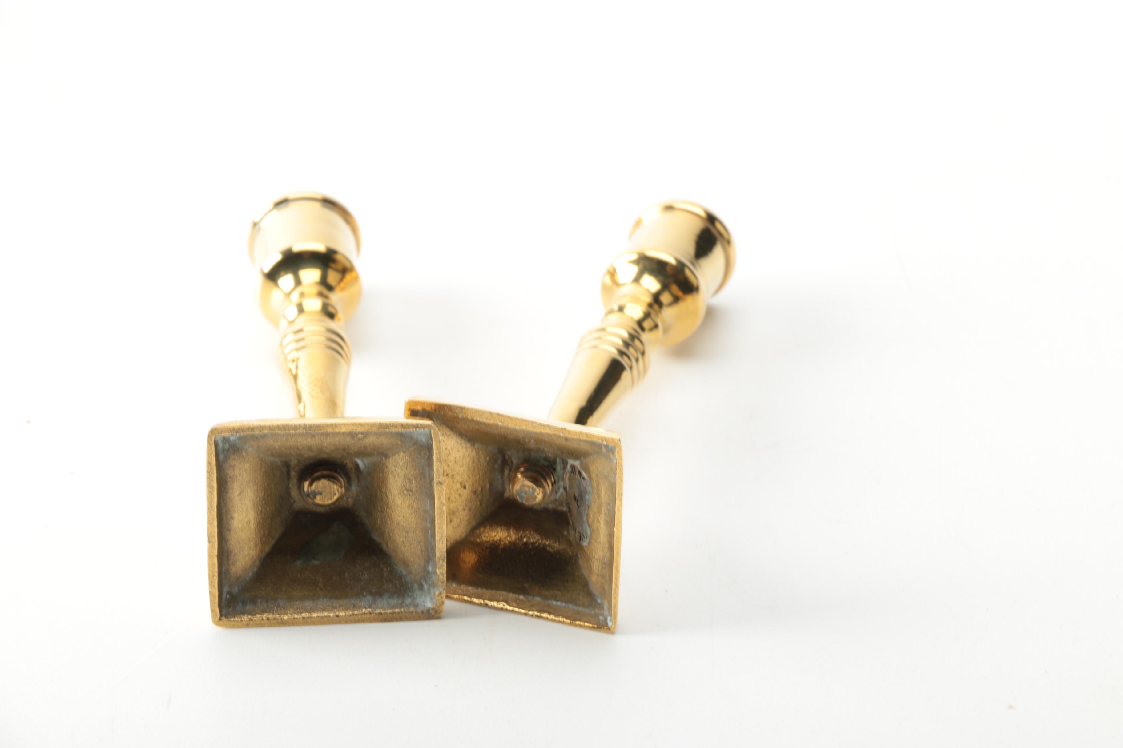 Brass Candlesticks and Chessboard Stool