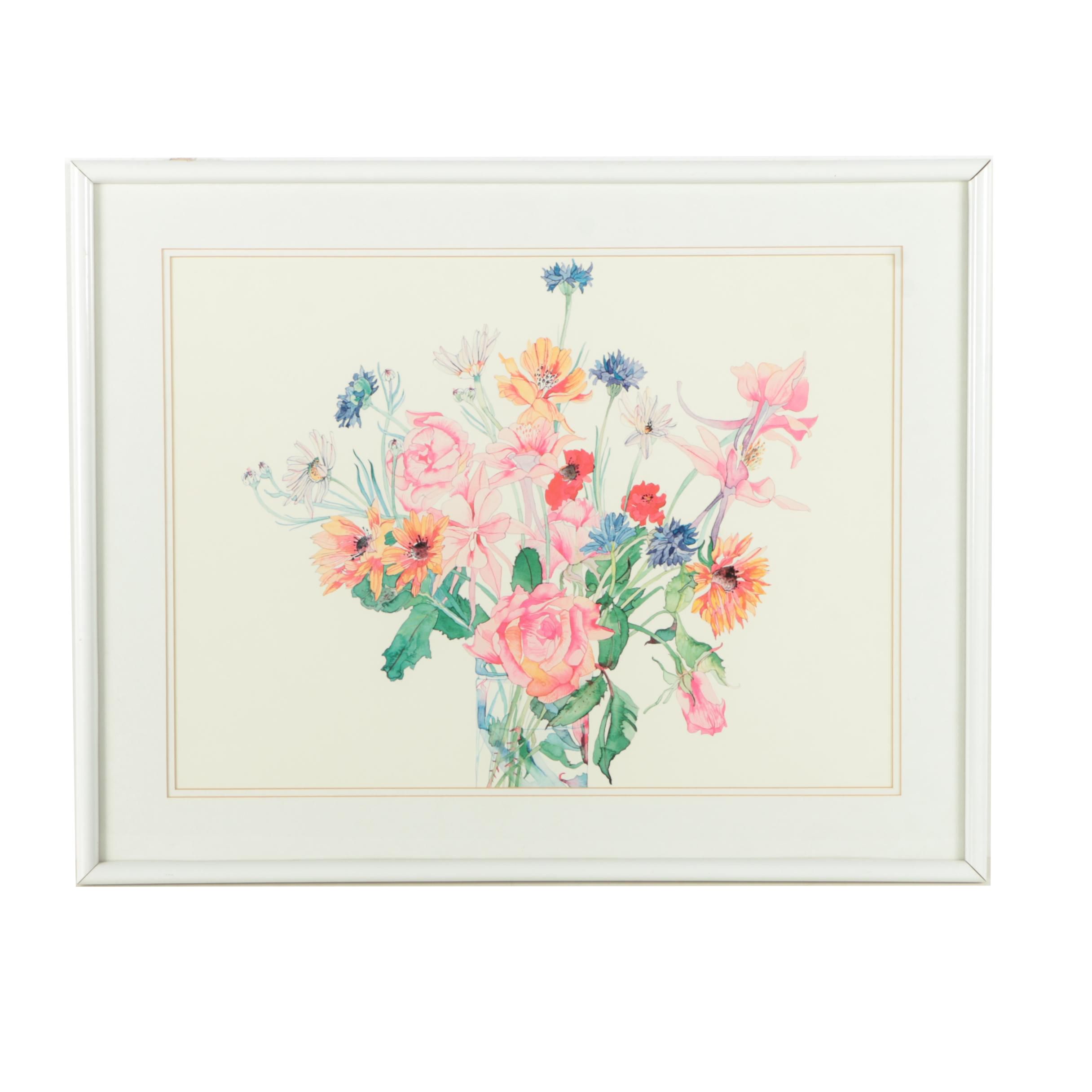 Offset Lithograph of Floral Arrangement