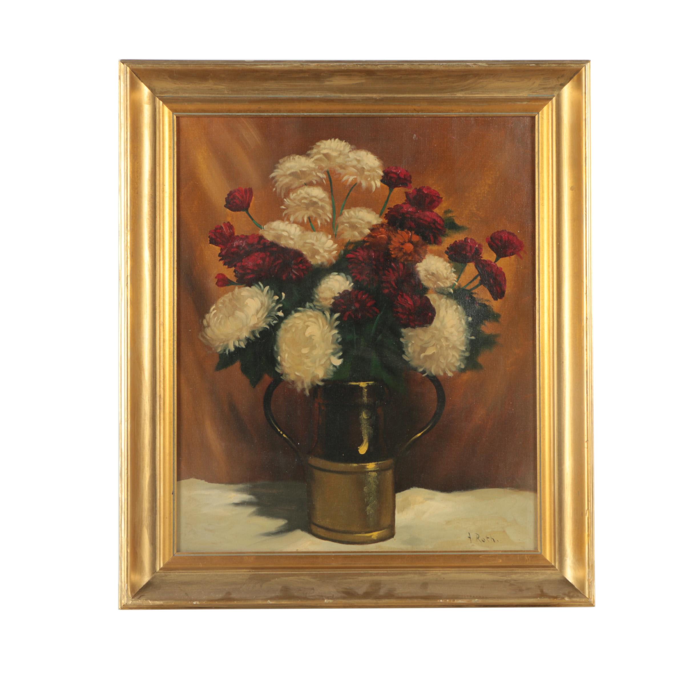 A. Roth Oil Painting of a Floral Still Life