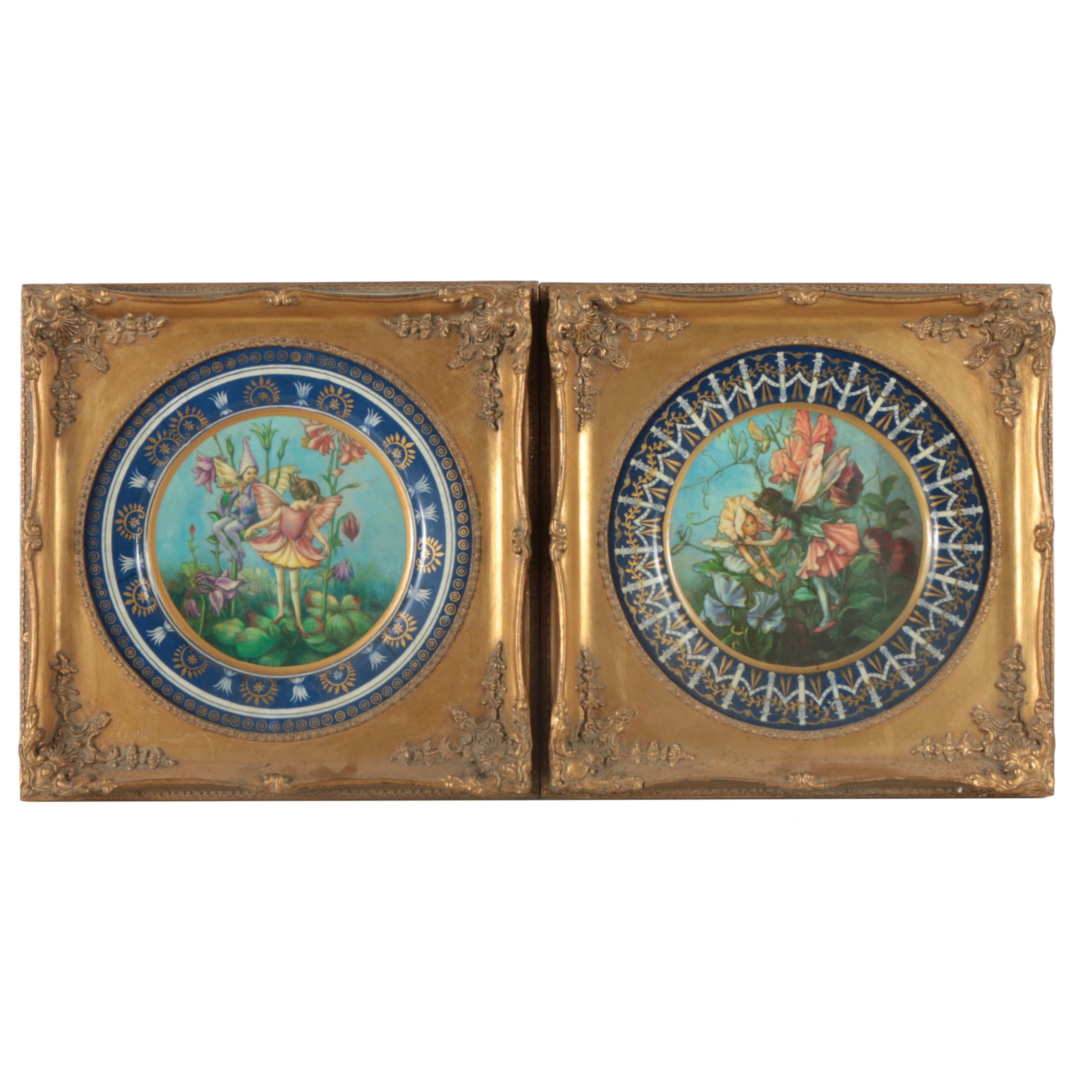 Pair of Plastic Plates with Offset Lithographs