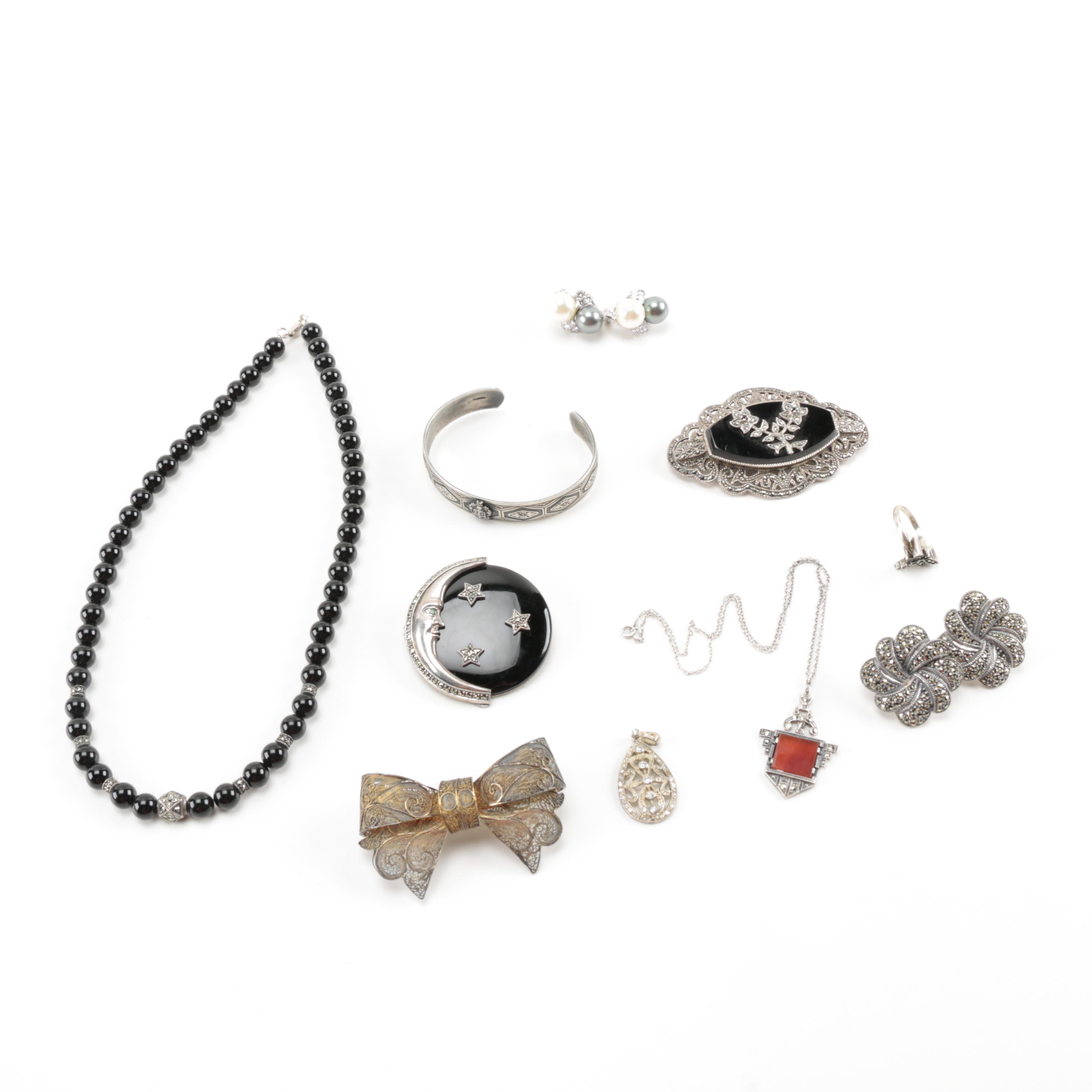 Sterling Silver Jewelry Including Judith Jack Earrings