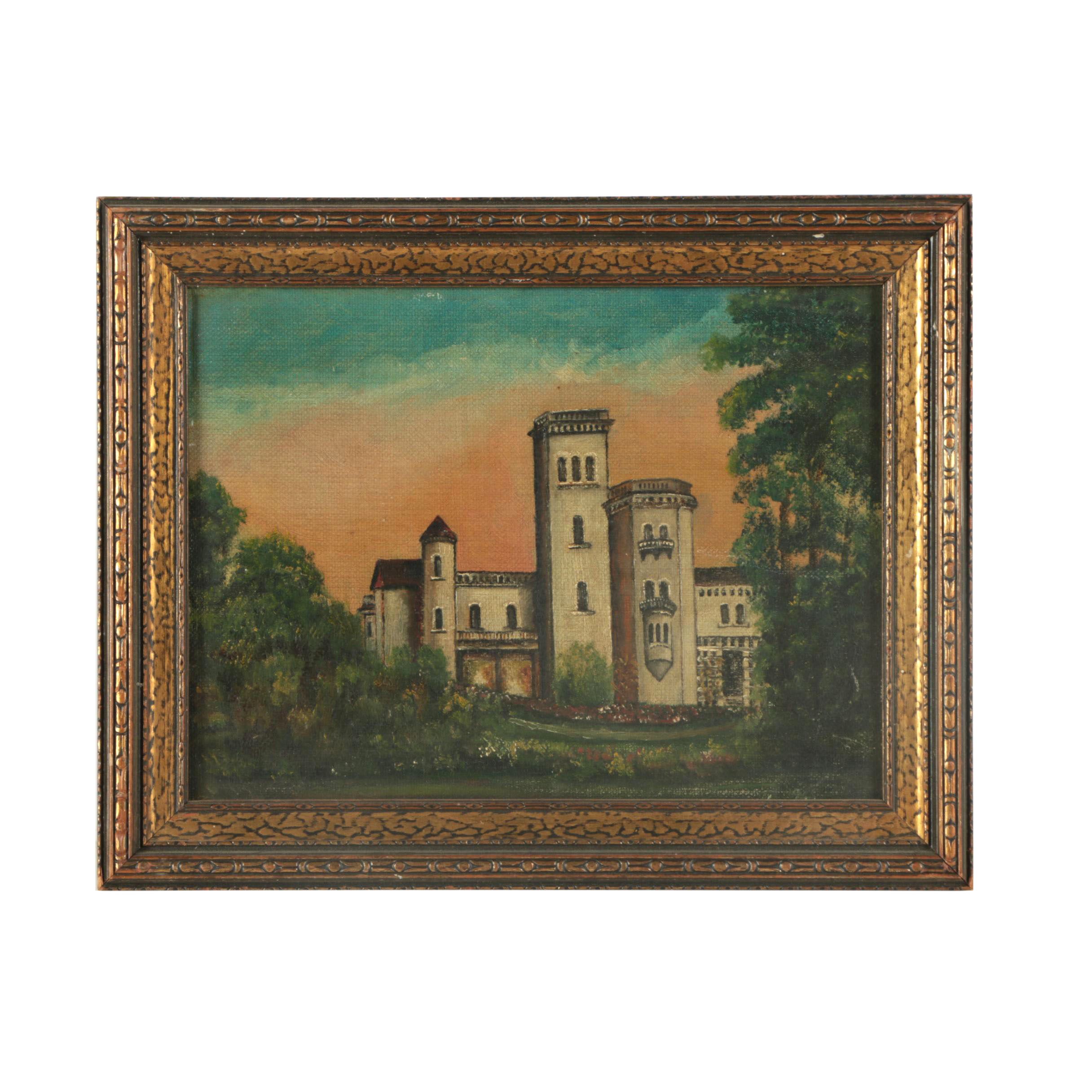 Oil Painting on Canvas Board of Manor