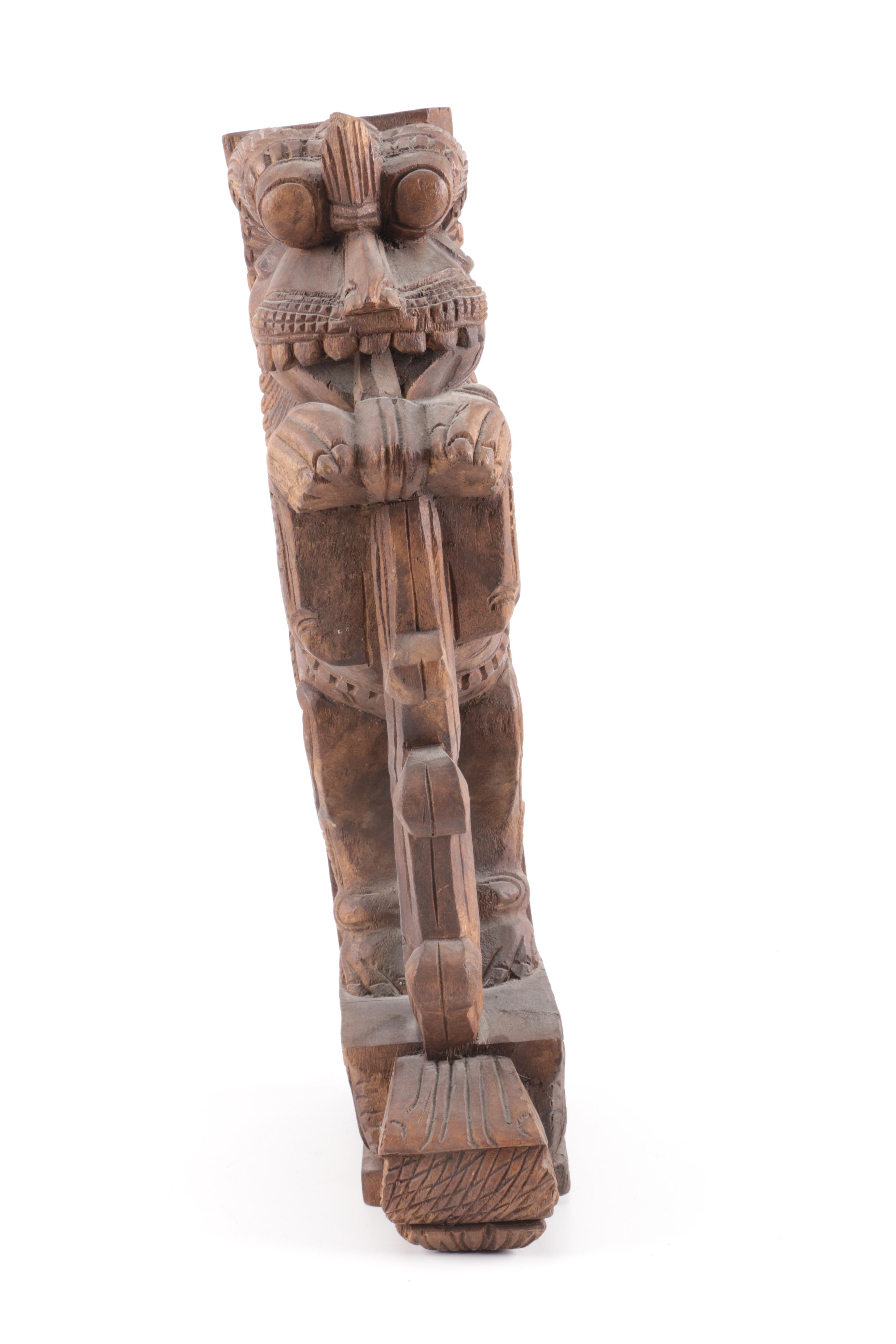 Carved Wooden Yali Mythical Creature Wall Decoration