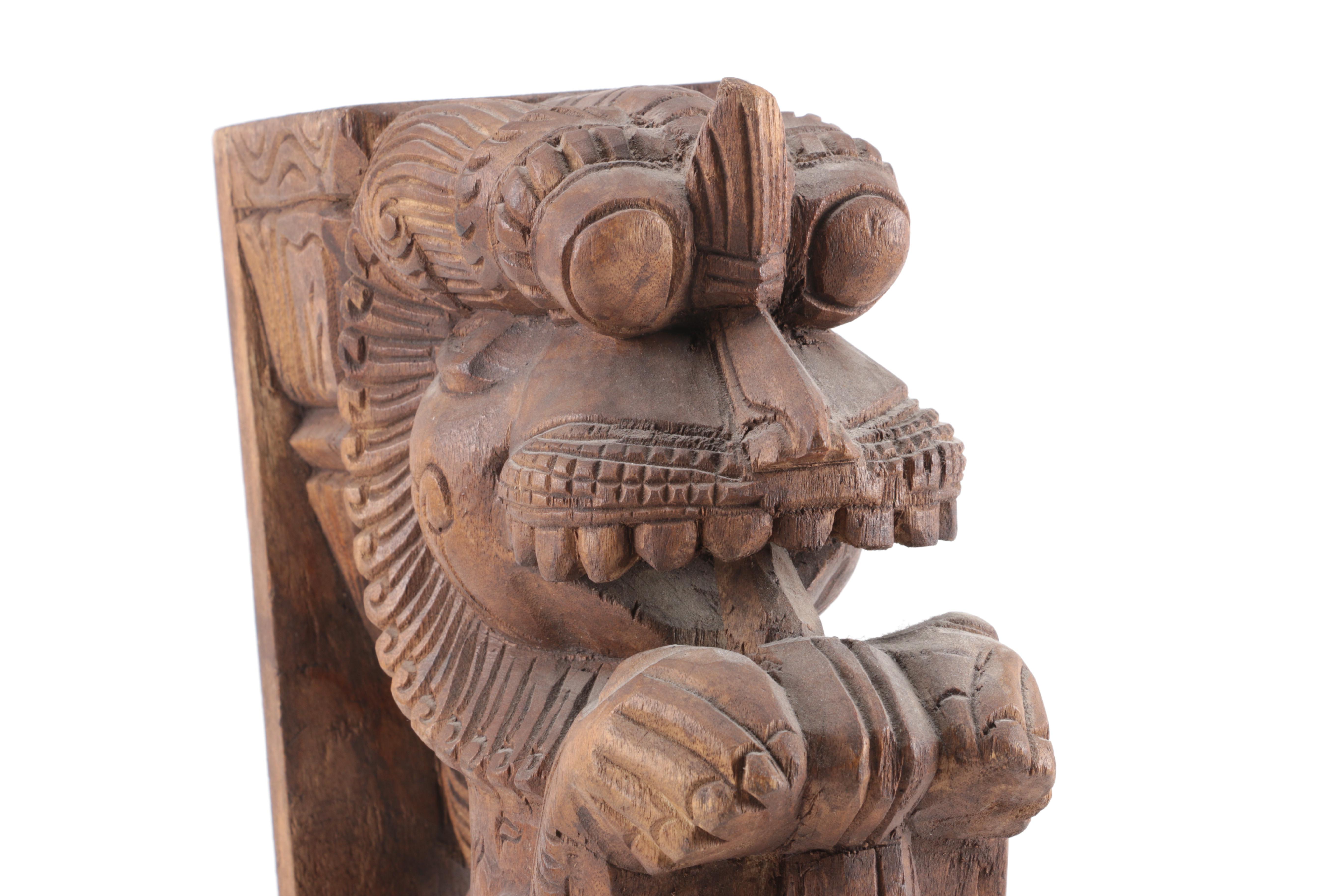 Carved Wooden Yali Mythical Creature Wall Decoration