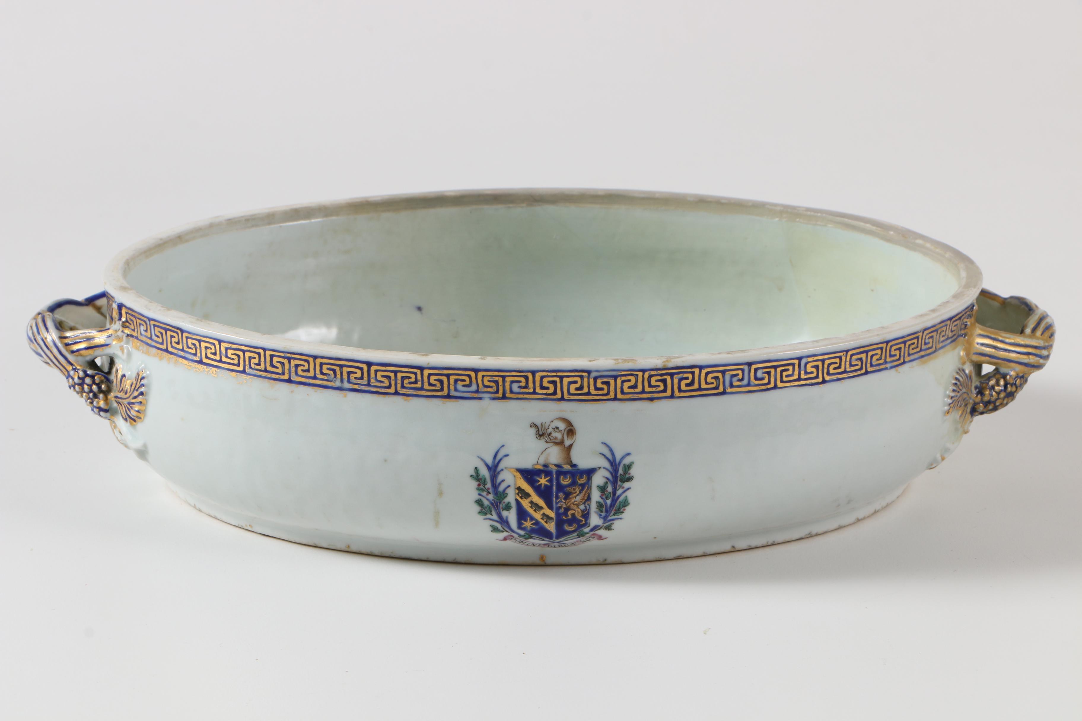 Antique Chinese Export Armorial Porcelain Tureen Base