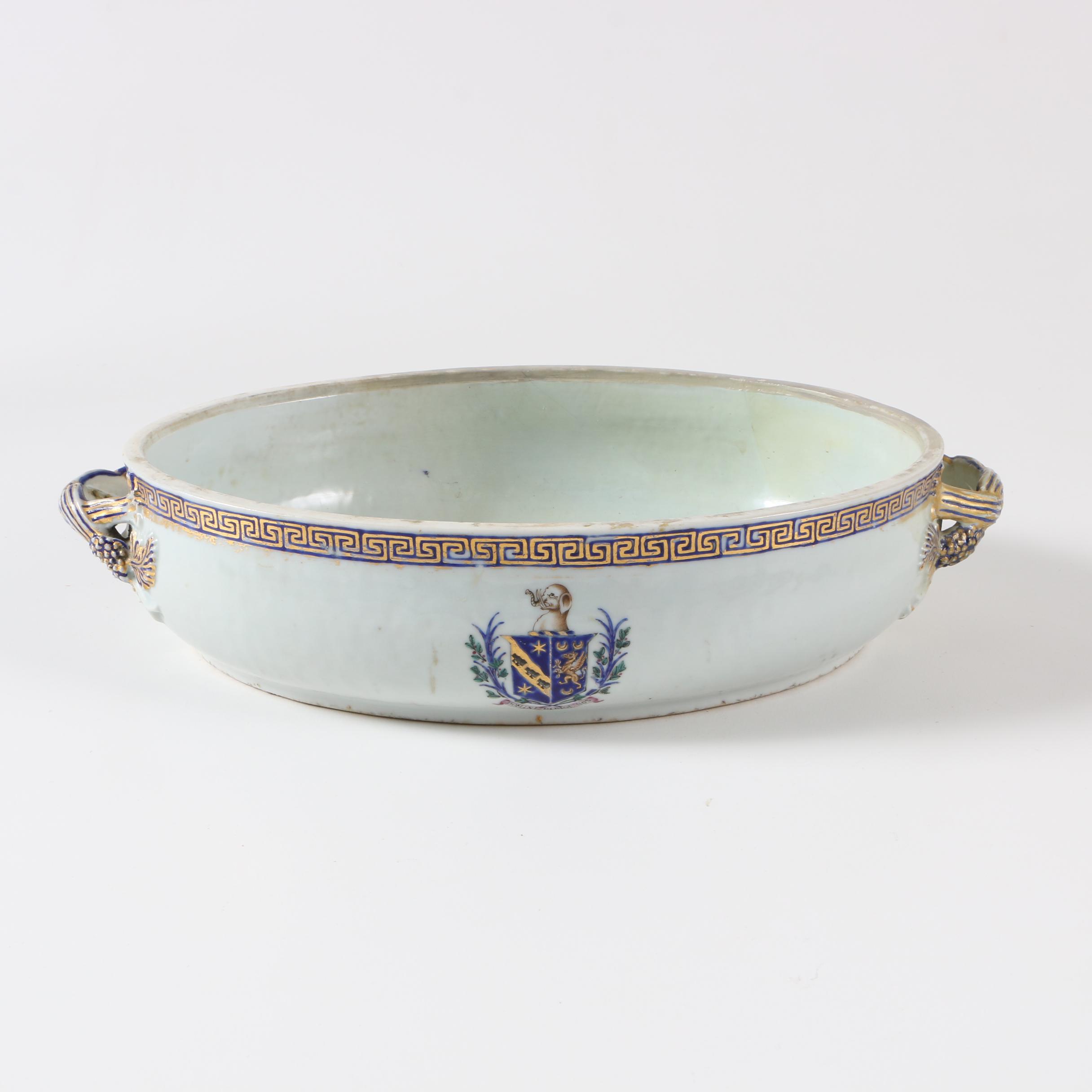 Antique Chinese Export Armorial Porcelain Tureen Base