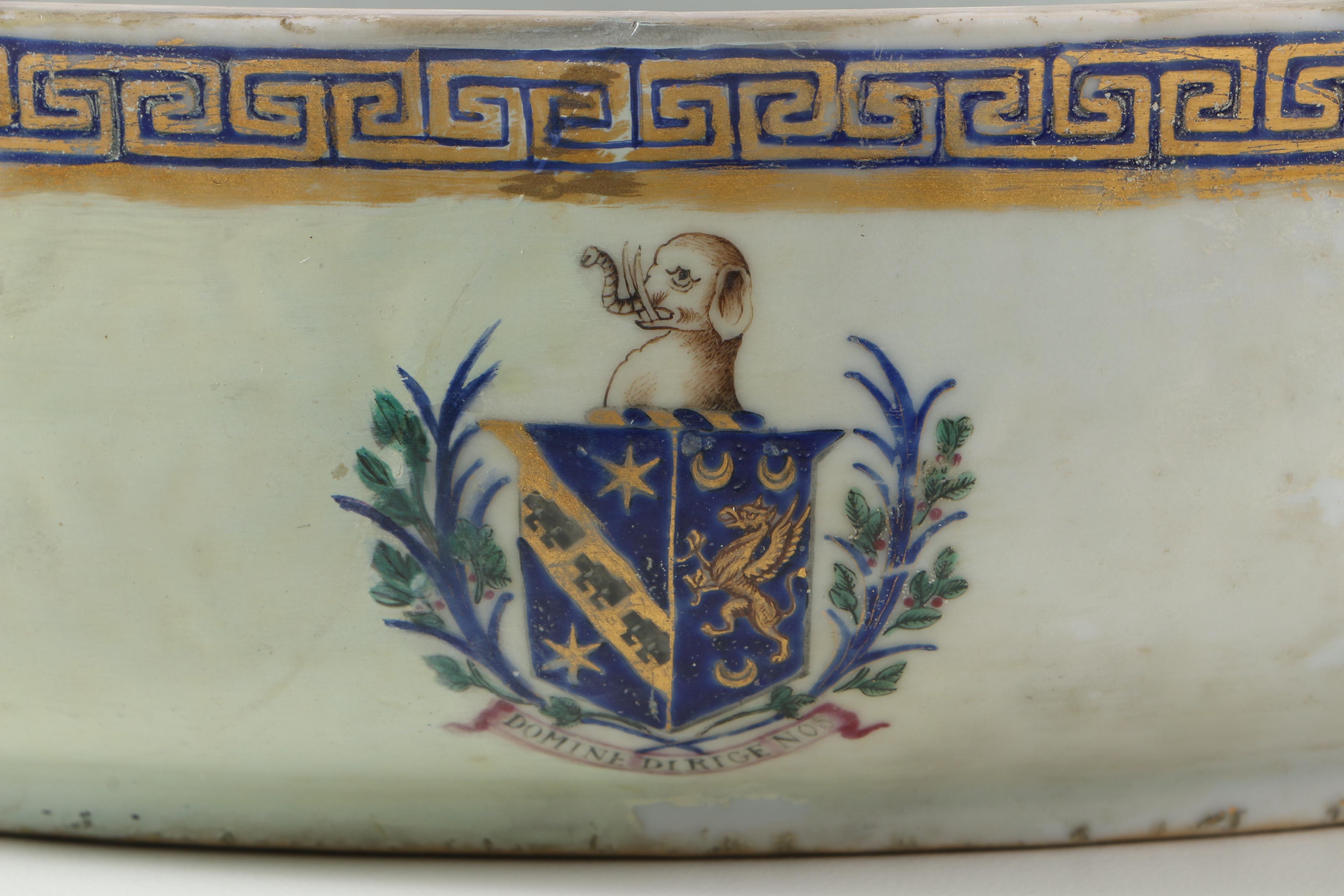 Antique Chinese Export Armorial Porcelain Tureen Base