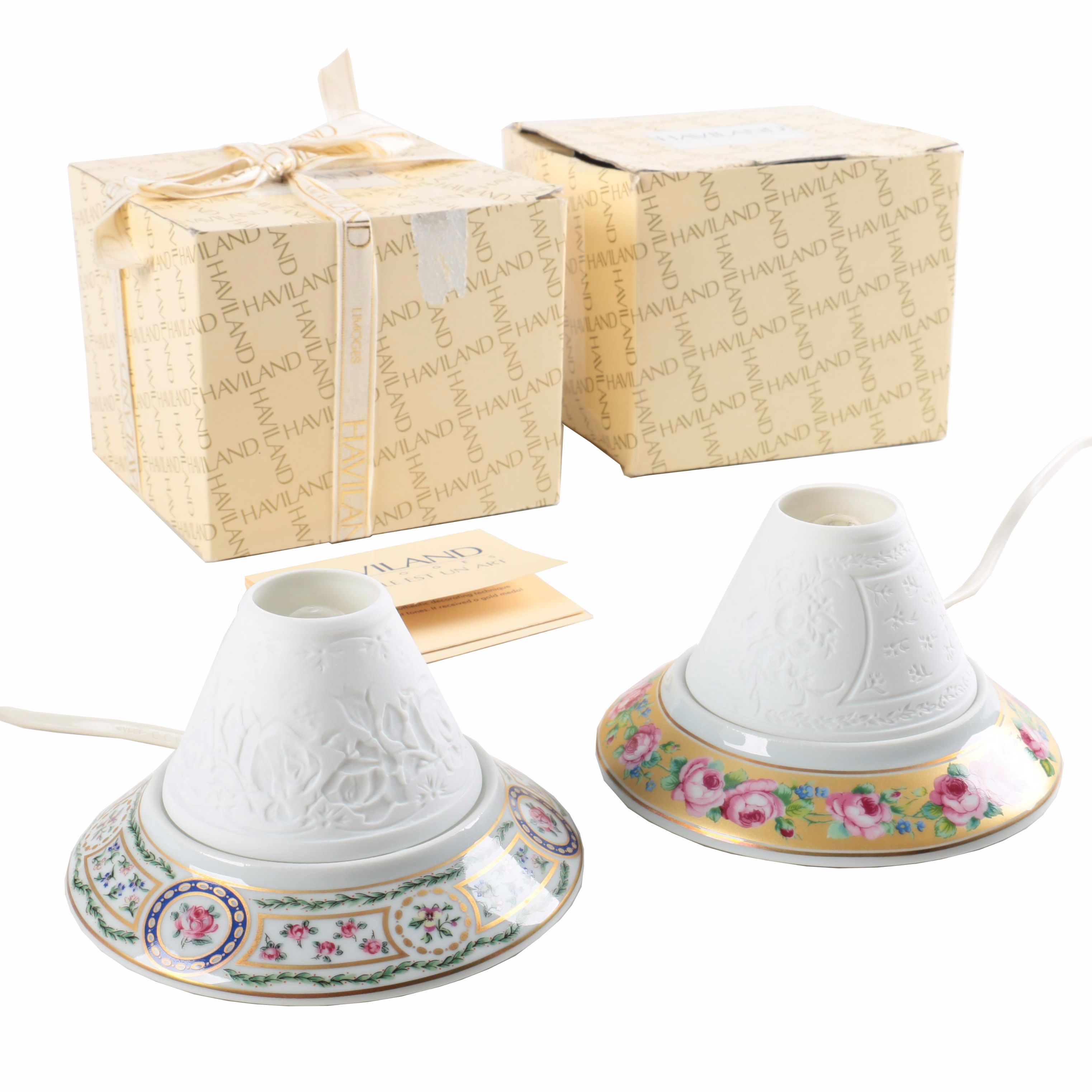 Haviland Limoges Porcelain Lithophane  Lamps