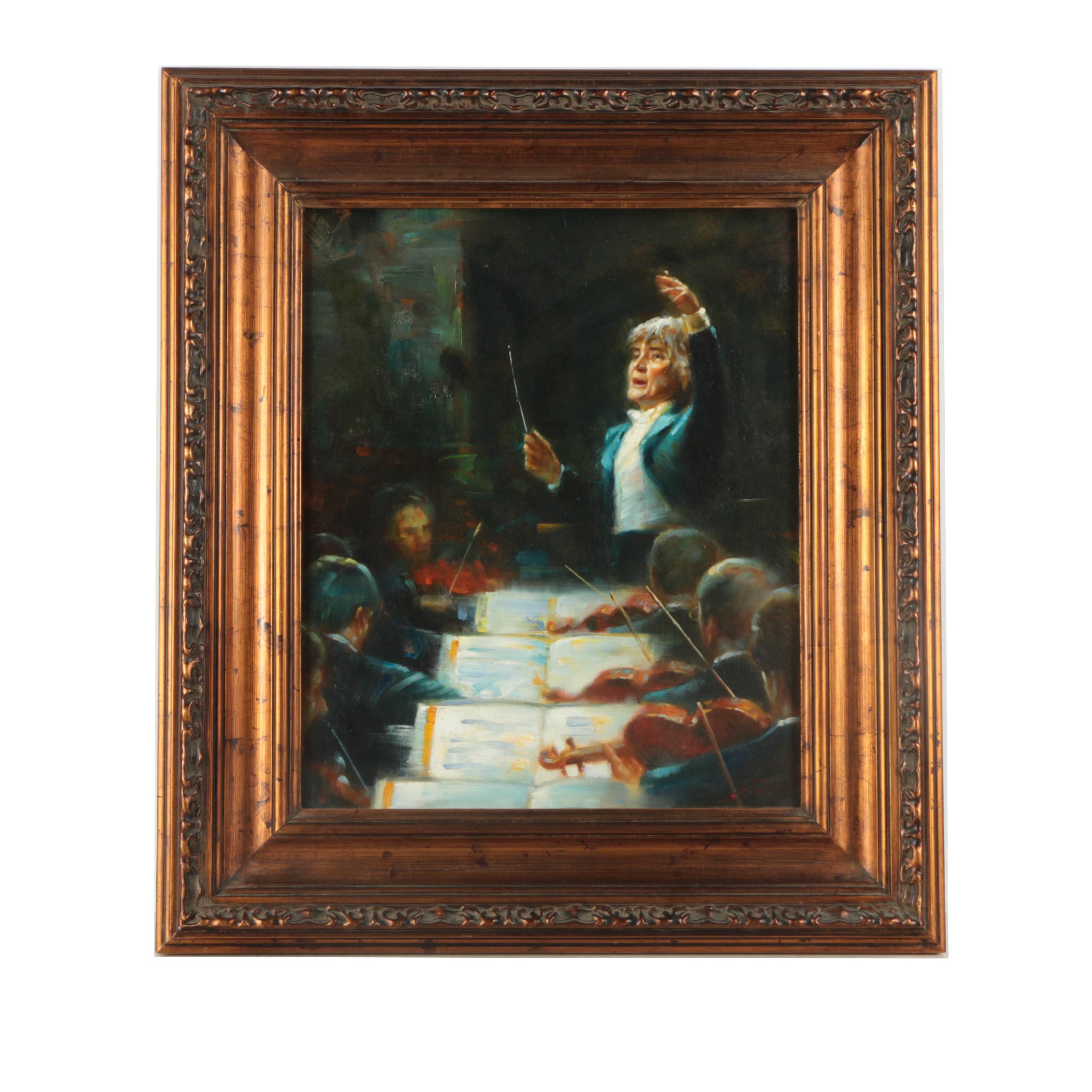 Rogers Oil Painting on Canvas "Conductor"